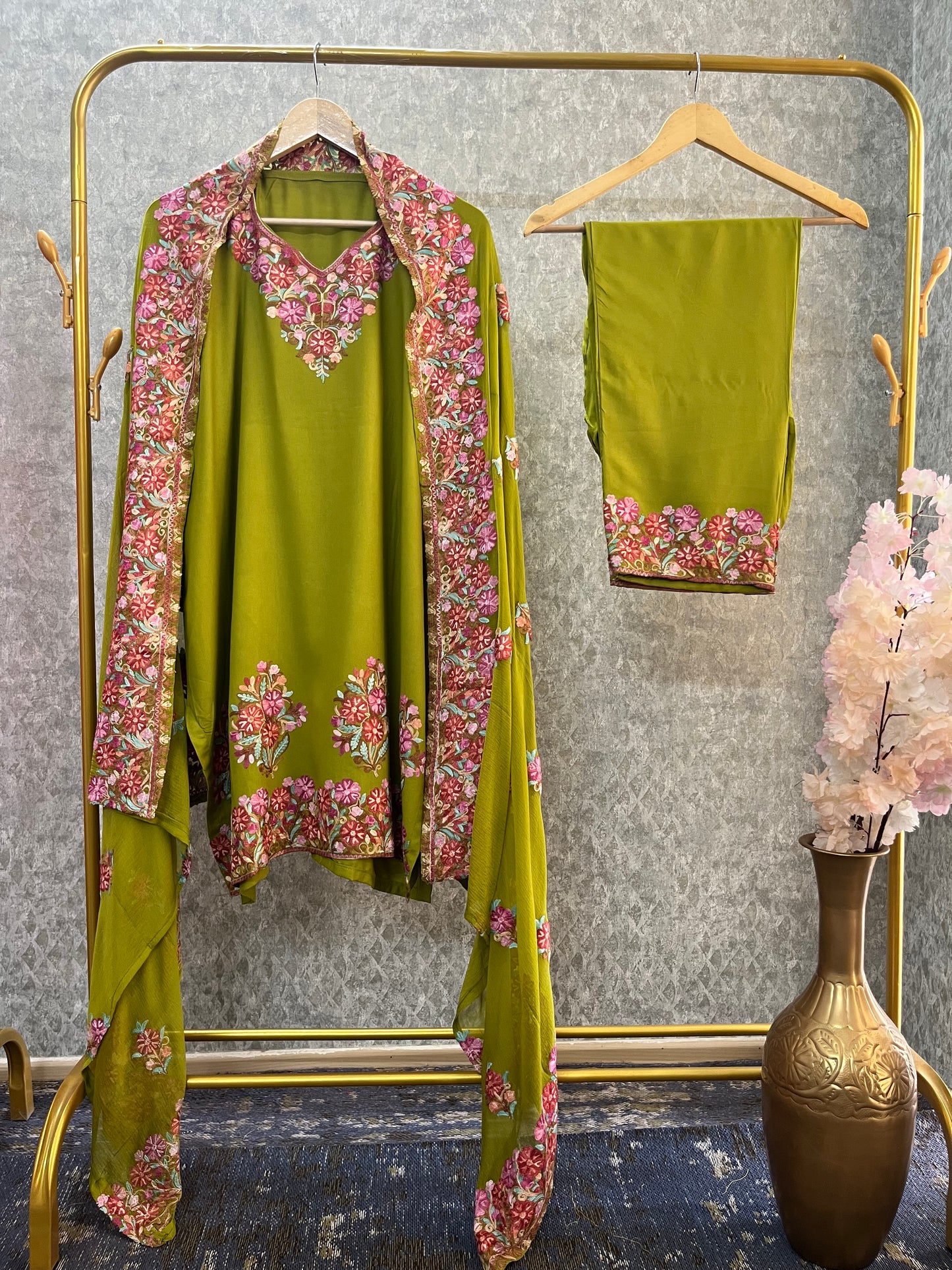 Heena Green Cotton Stitched Co-ord Set with dupatta (46)