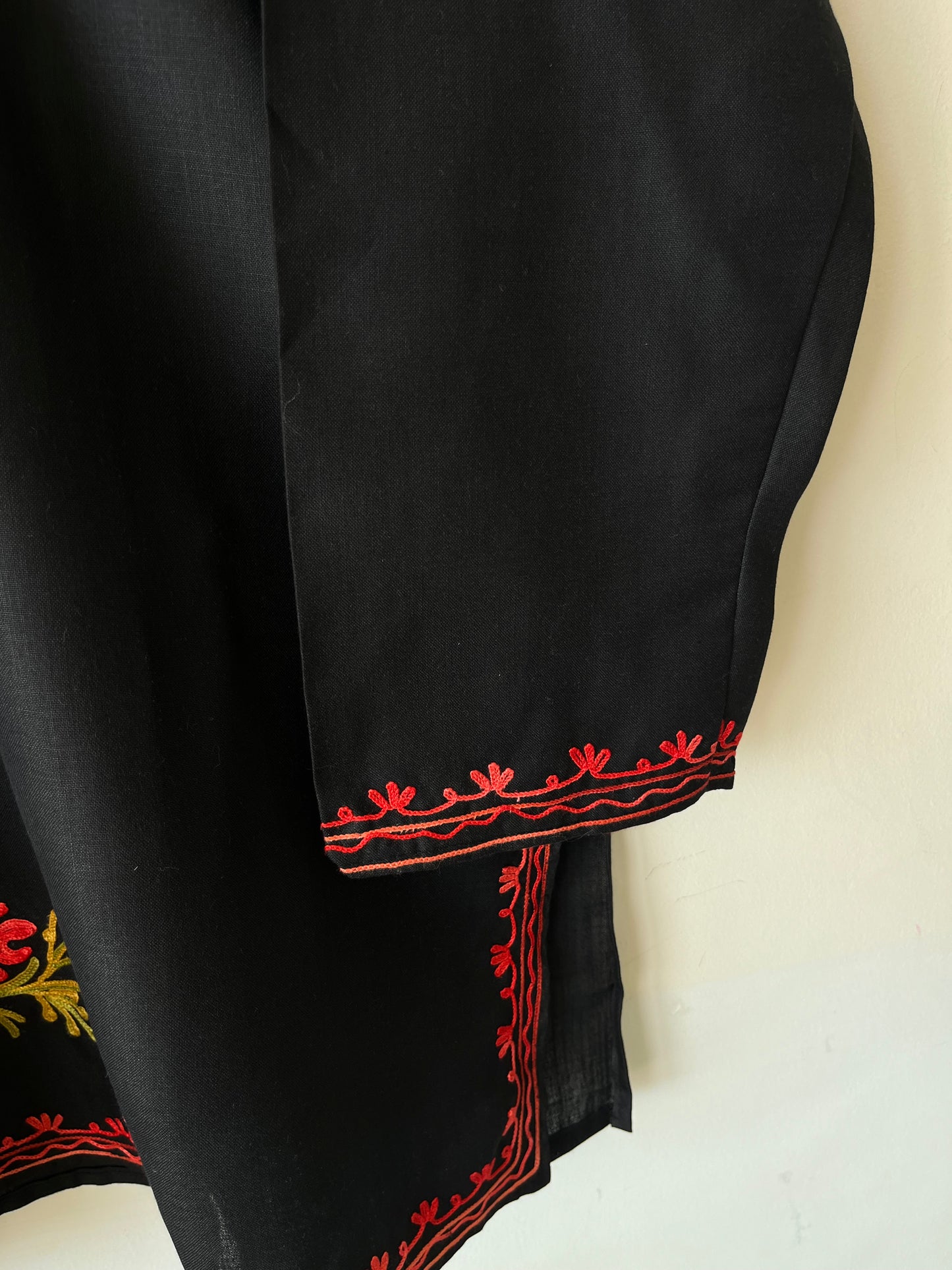 Black Cotton Aari Work Kurta