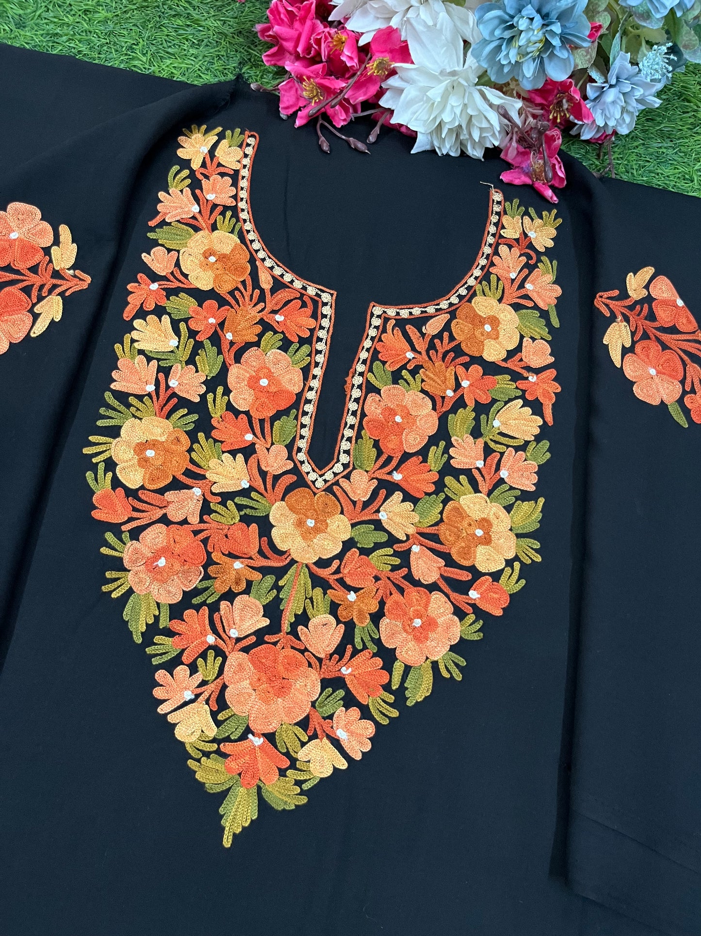 Black Cotton Cord Set (Aari Embroidered)