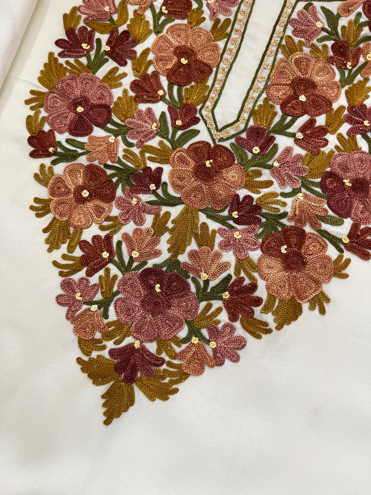 Off White Cotton Cord Set (Aari Embroidered)