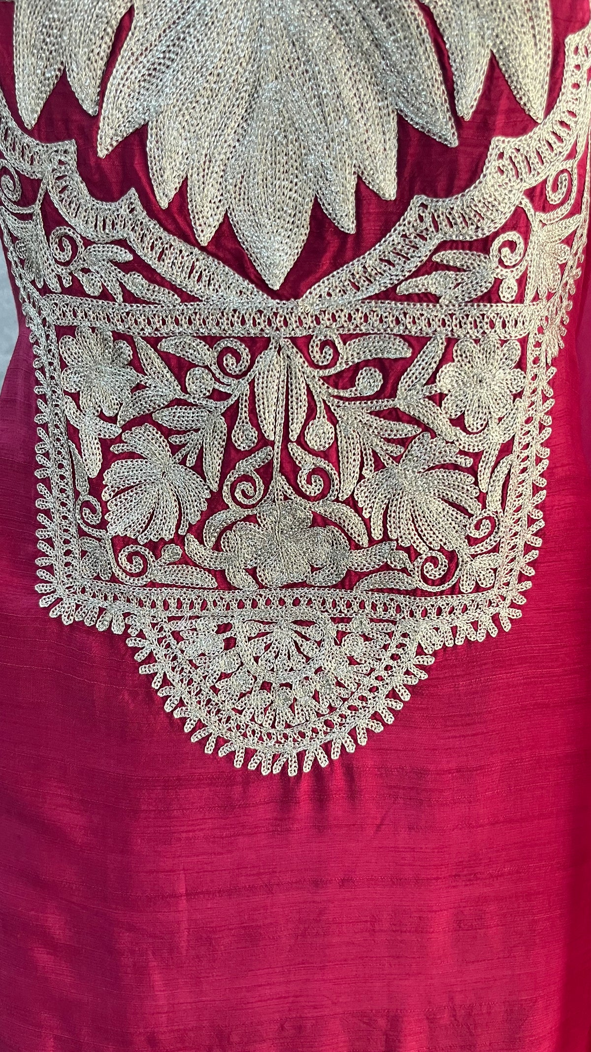 Hot Pink Silk Tilla Embroidered Suit