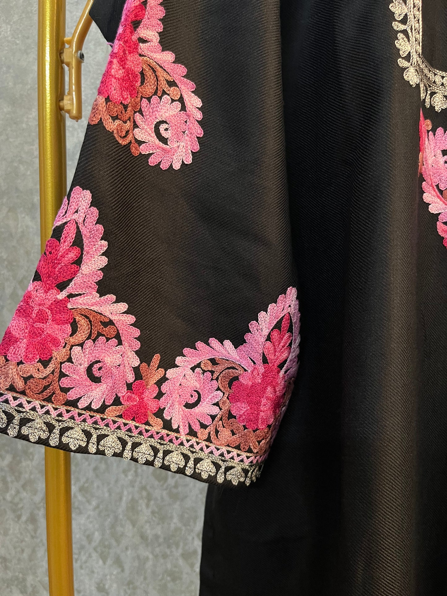 Black  Woollen Kashmiri Co-Ord Set ( Size 44)