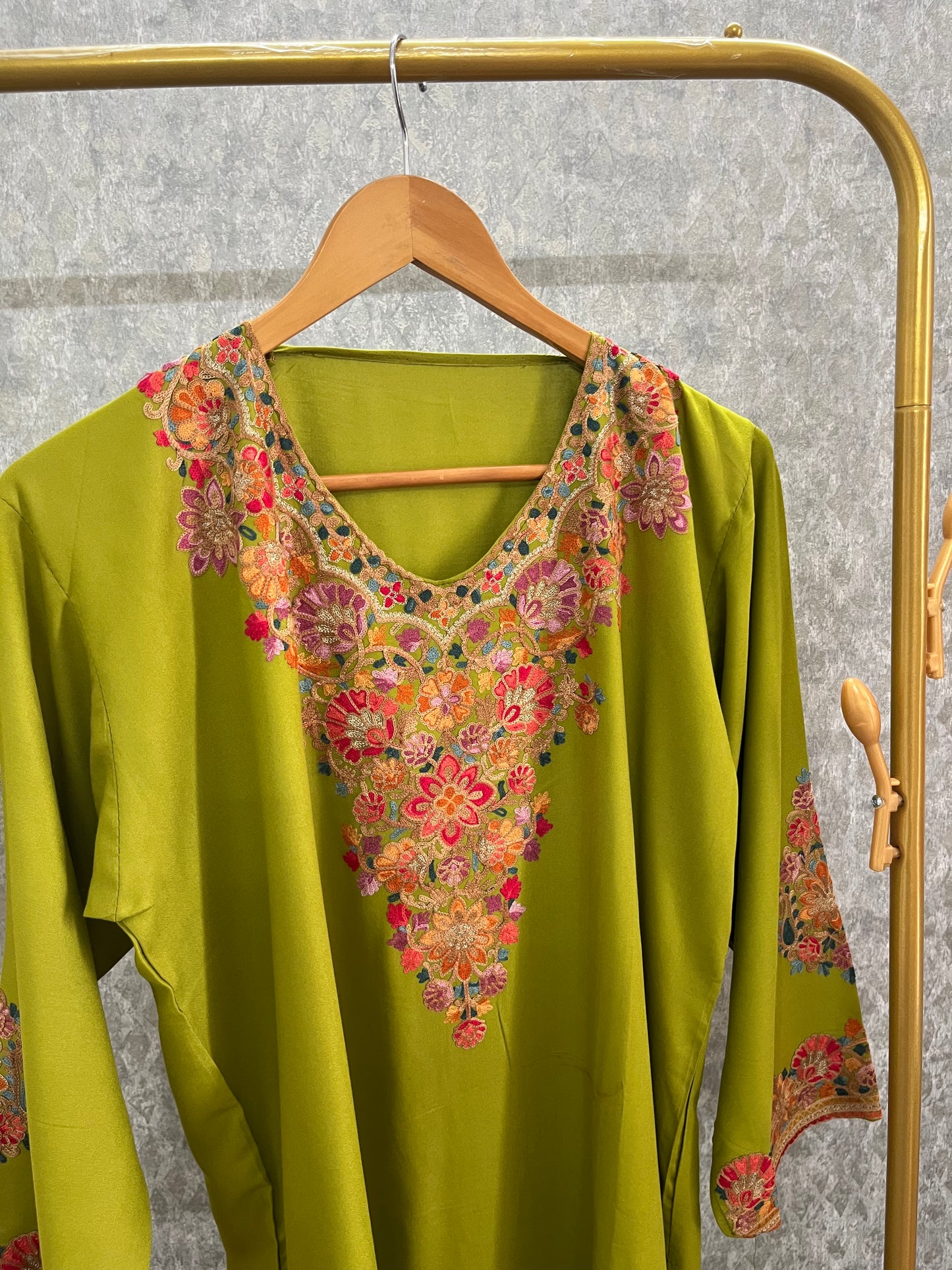 Lime Green Cotton Stitched Co-ord Set( 42)
