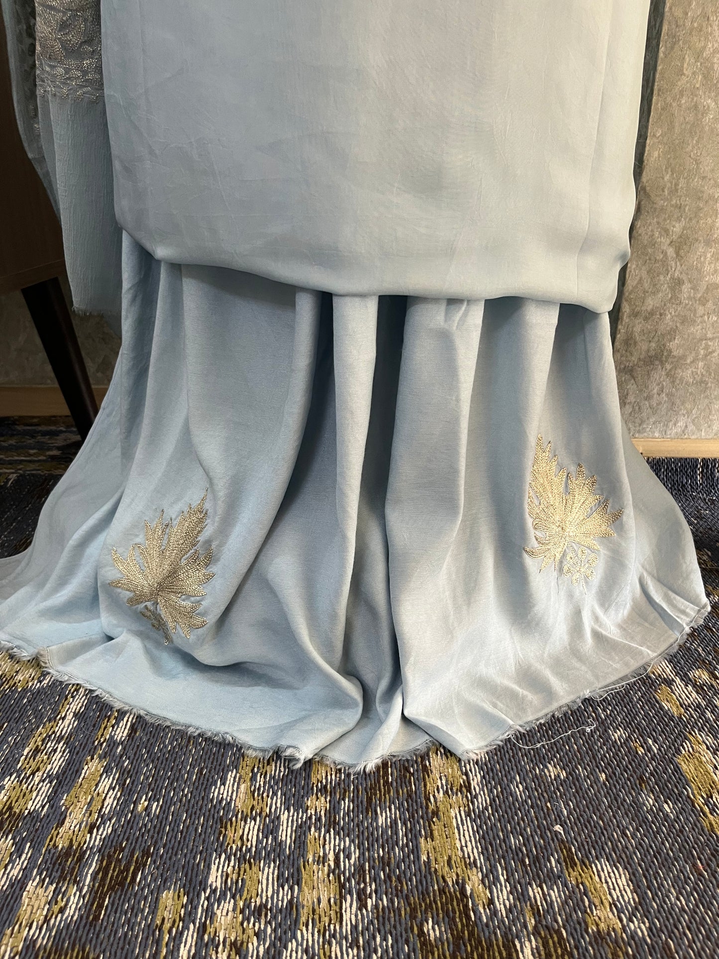 Ice Blue Sanam’ Tilla Kashmiri Silk Suit