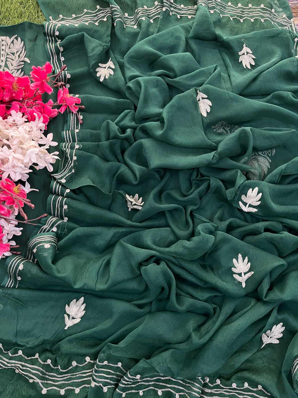 Green Silk Tilla Kashmiri Suit