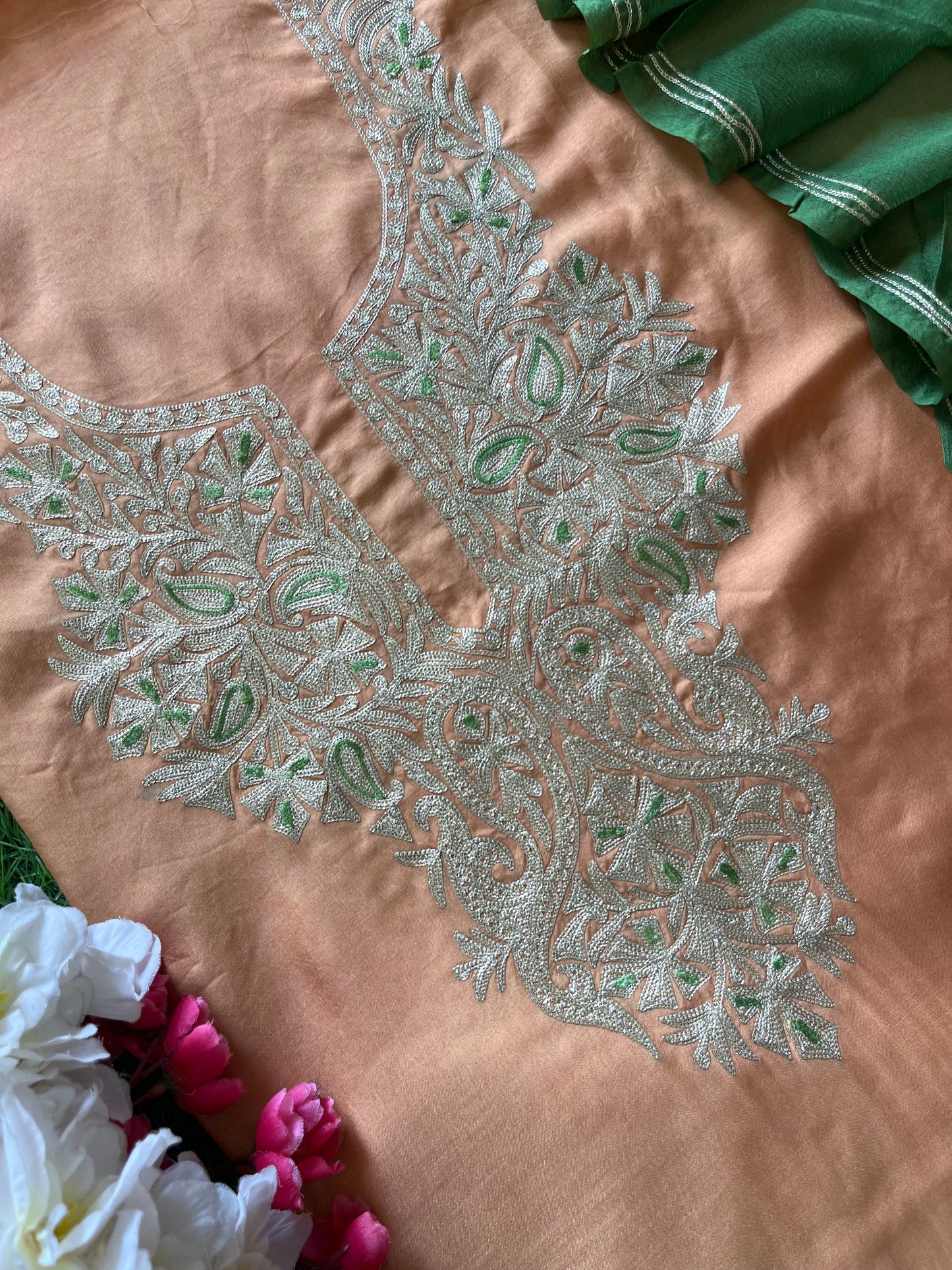 Apricot Silk Tilla Suit