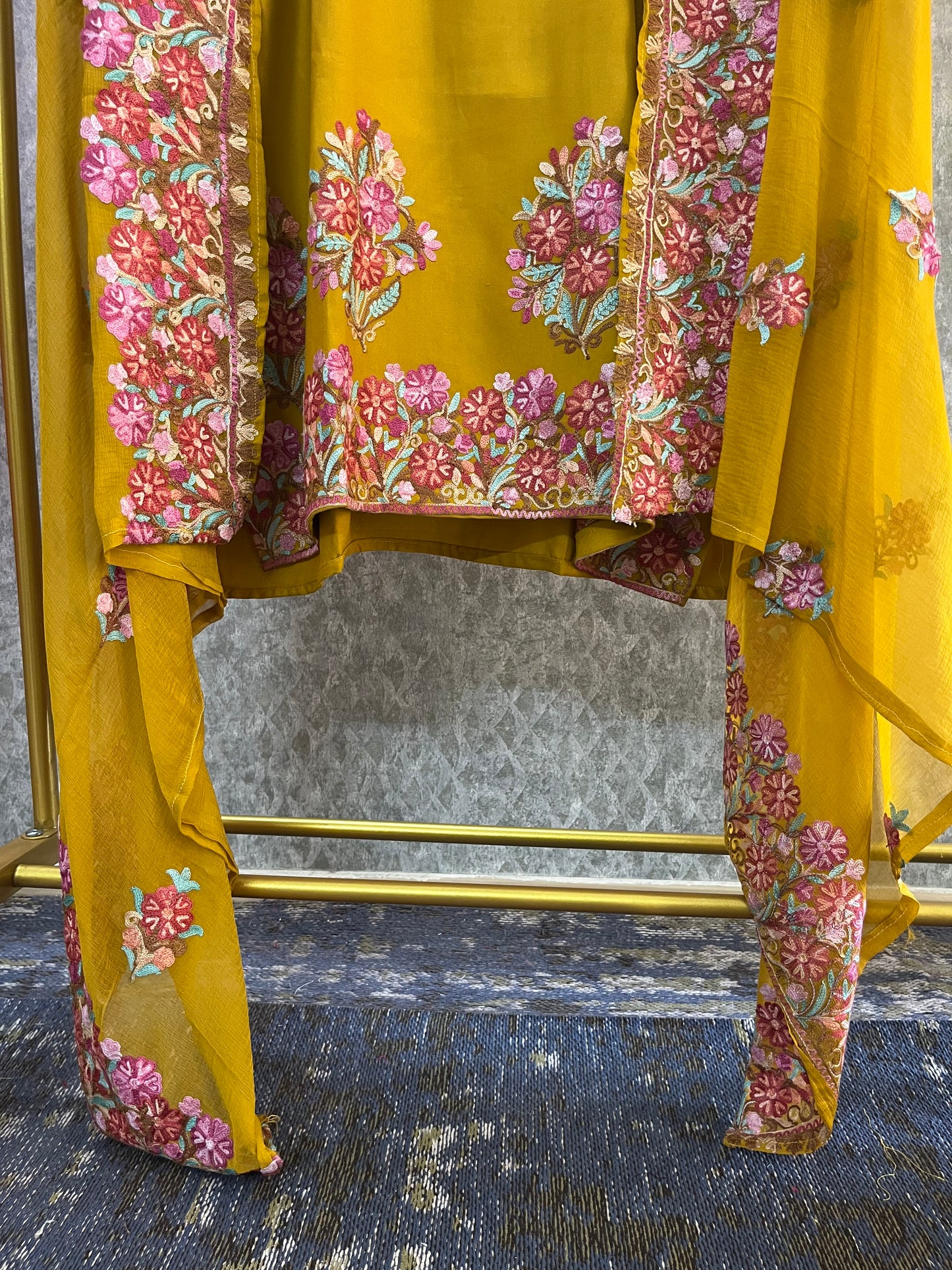 Gold Cotton Stitched Co-ord Set with dupatta (42)