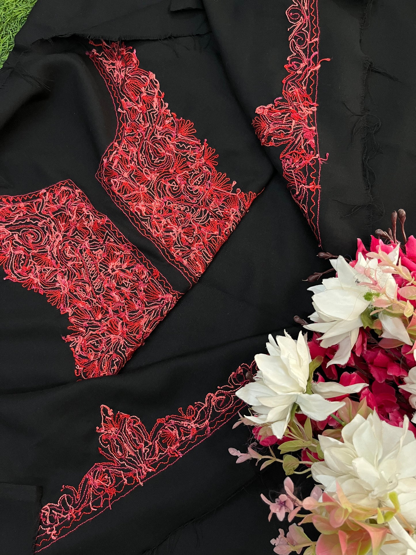 Black Cotton Cord Set (Hand Embroidered)