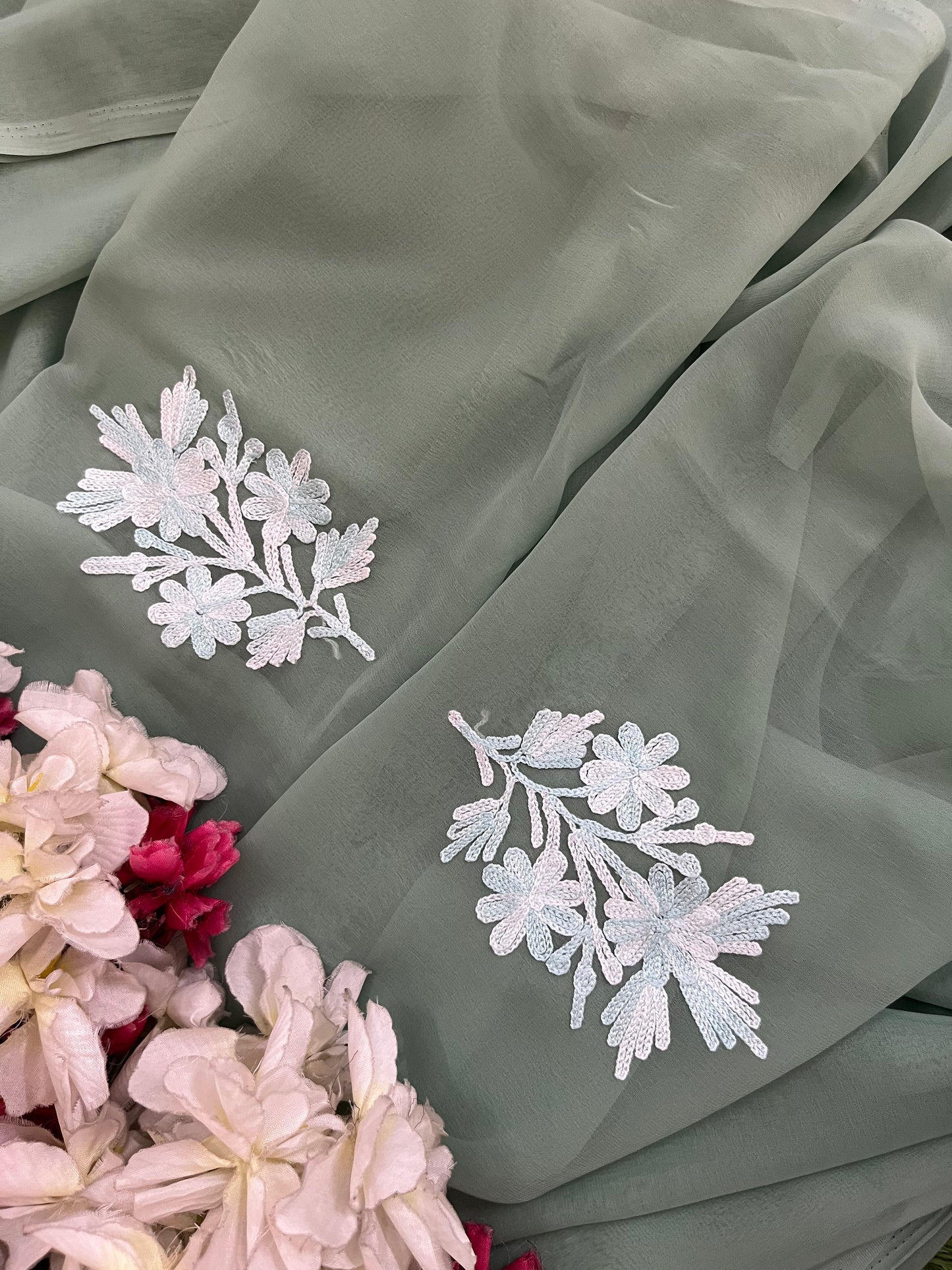 Tea Green Georgette Kashmiri Suit