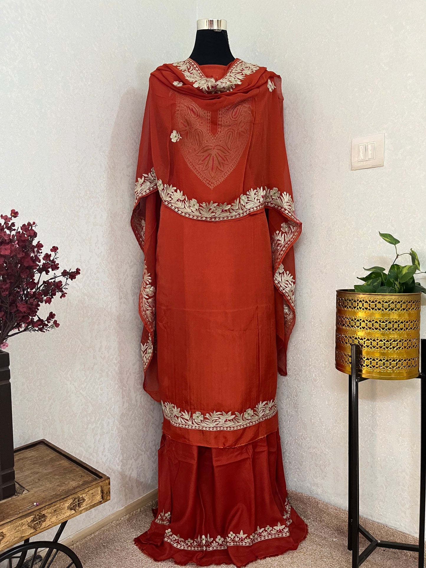 Rust Opada Silk Kashmiri Suits