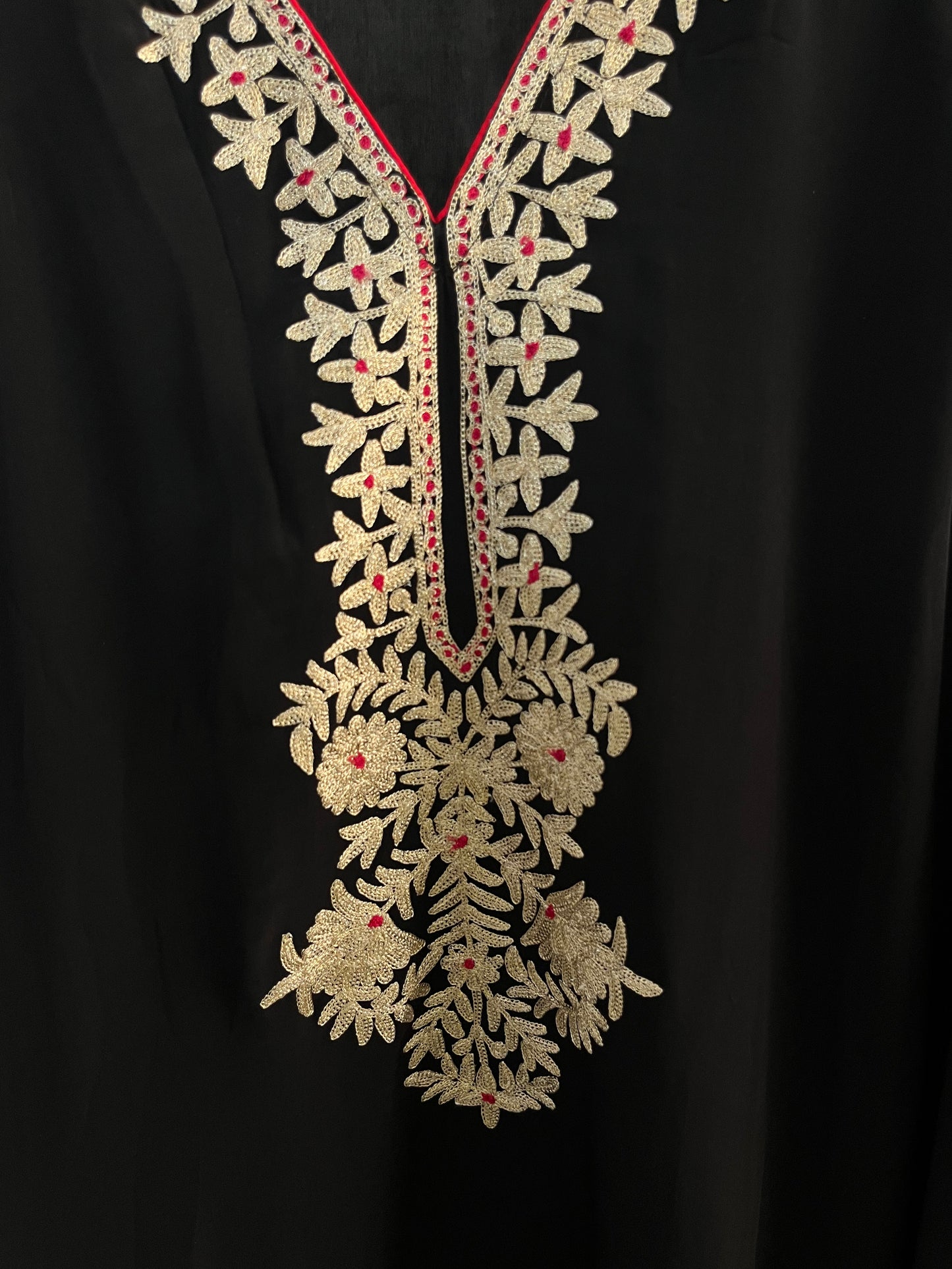 Black Crape Kashmiri Kaftan Set size (44)