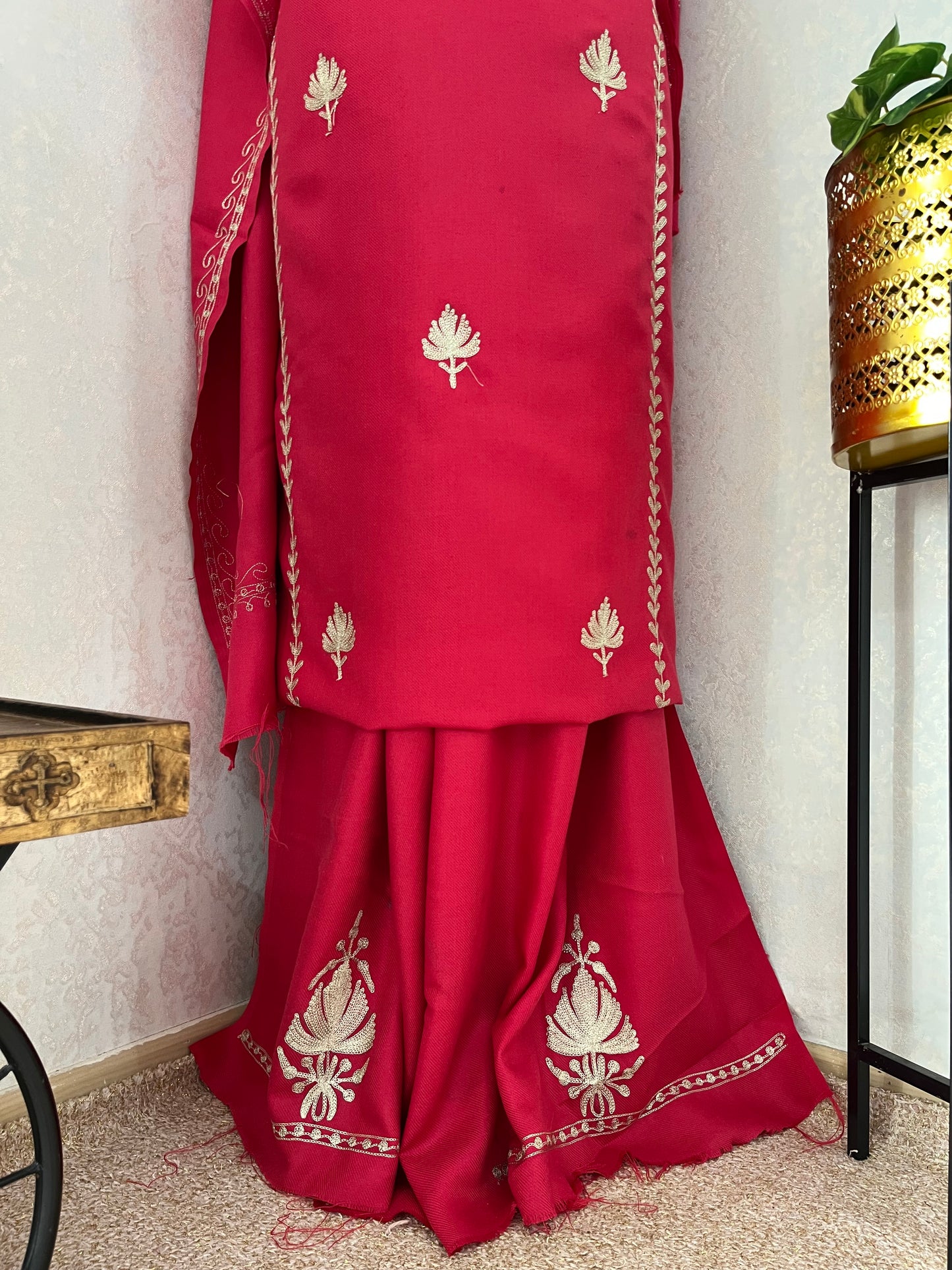 Carrot Pink Tilla Embroidered 3pc Suit Stole