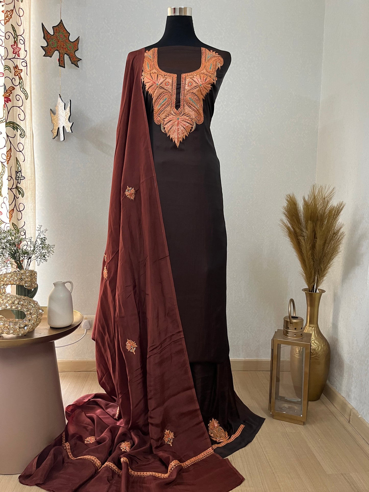 Coke Silk Puff Tilla Embroidered Suit