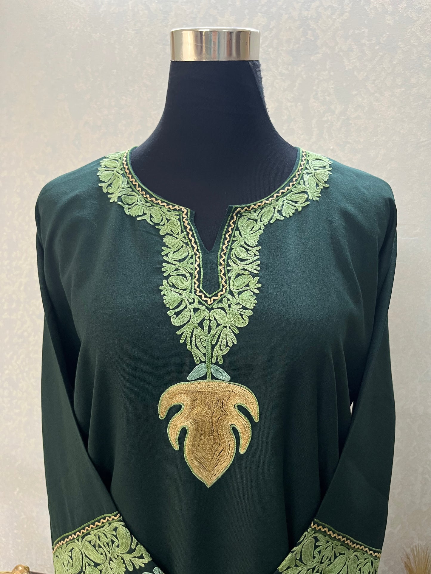 Bottle Green Cotton Embroidered Co-ord Set