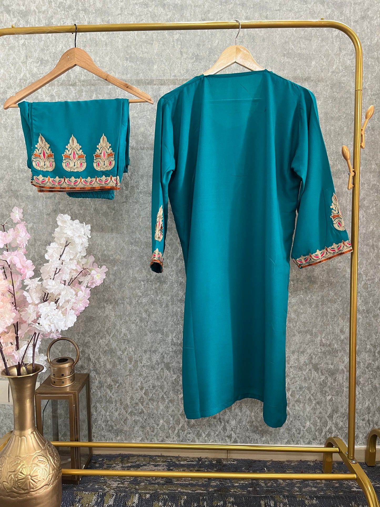 Firozi Cotton Stitched Co-ord Set( 44)