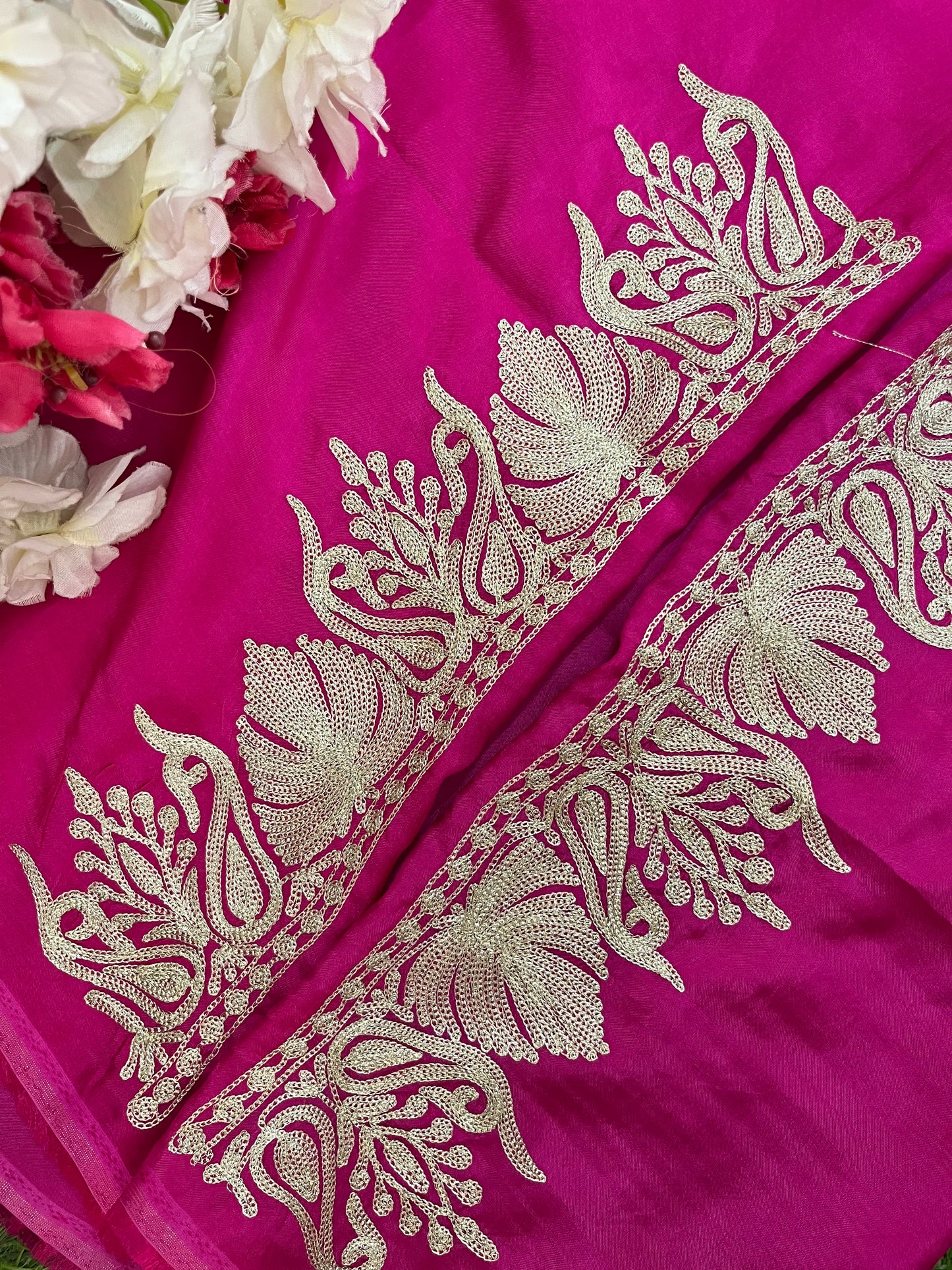 Sanam Hot Pink Silk Kashmiri Suit