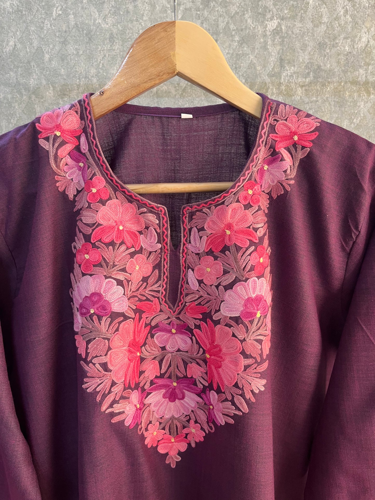 Wine Cotton Stitched Co-ord Set