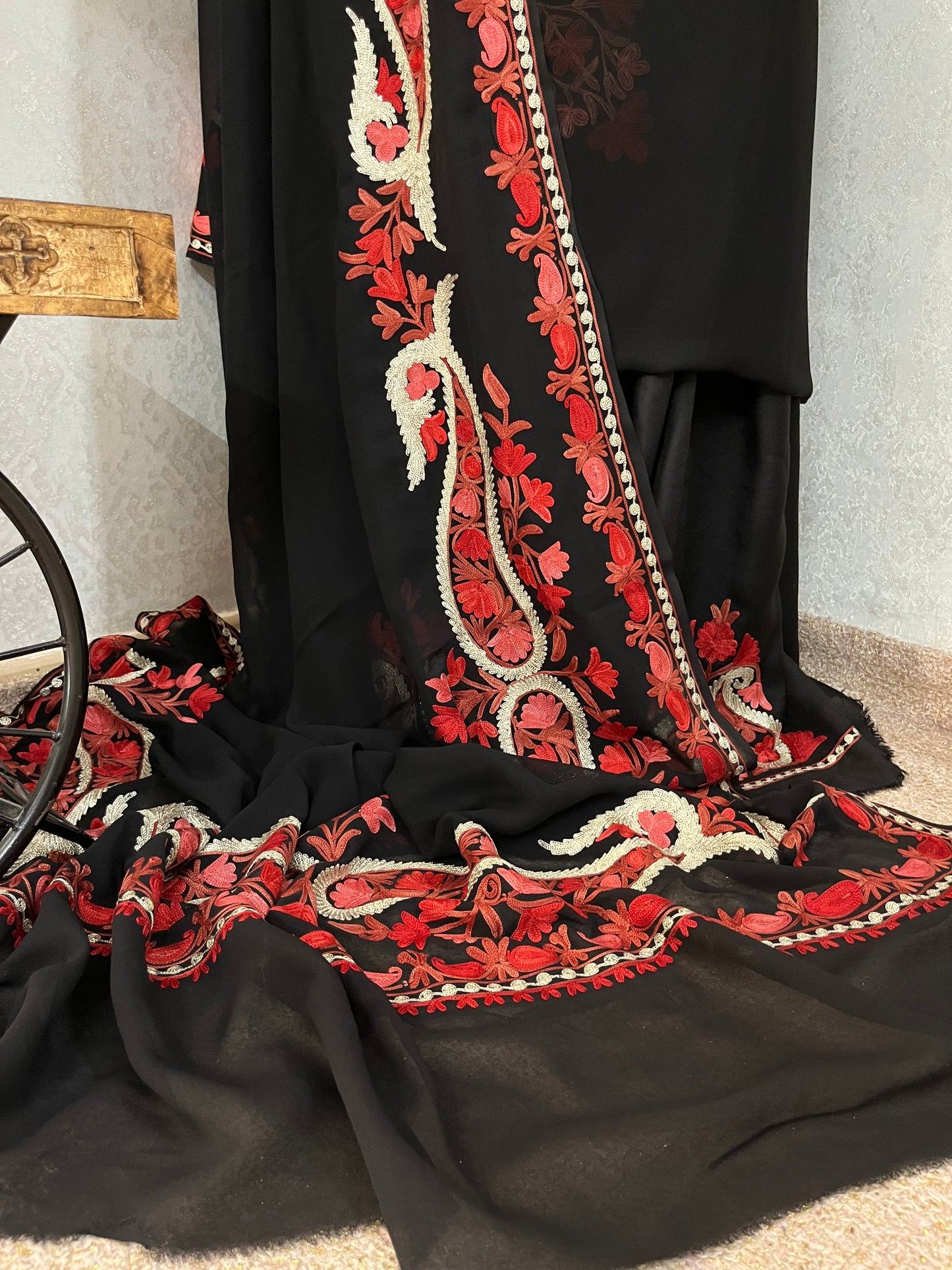 Black Pure Georgette Kashmiri Suit