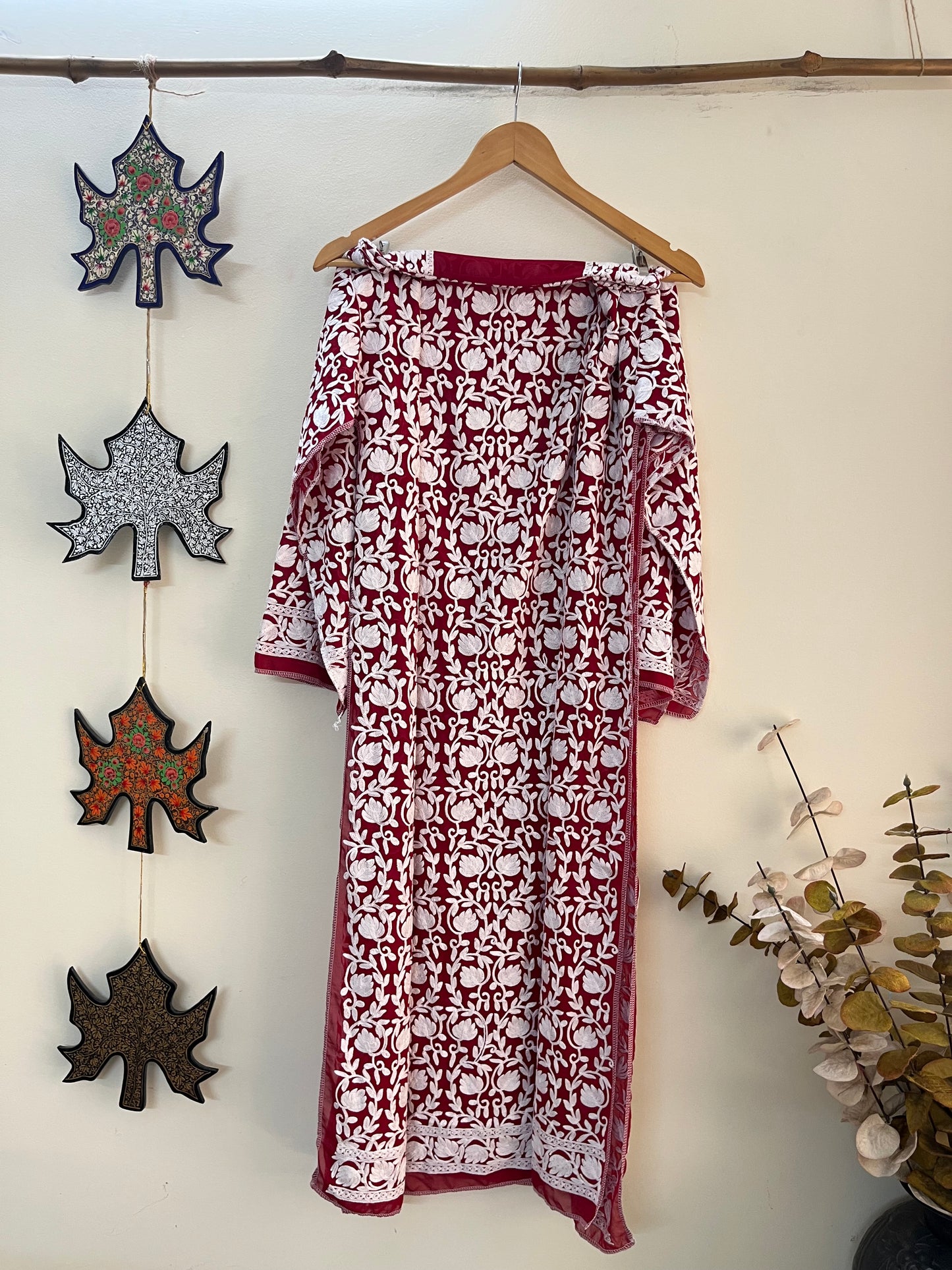 Georgette Front Back Jaal Kashmiri  Semi Stitched Kurta