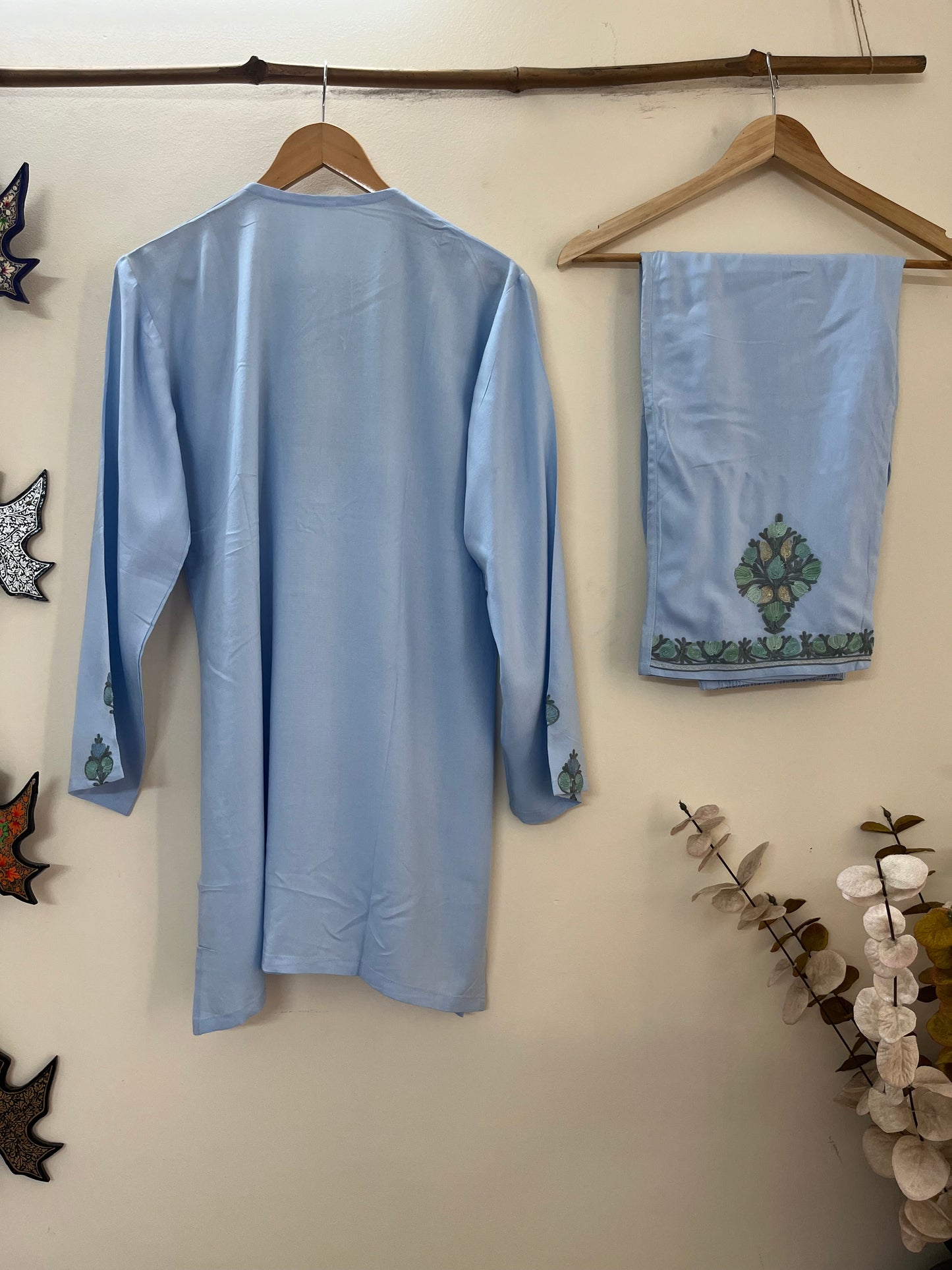 Ice Blue Cotton Cord Set (Free Size/ XL)