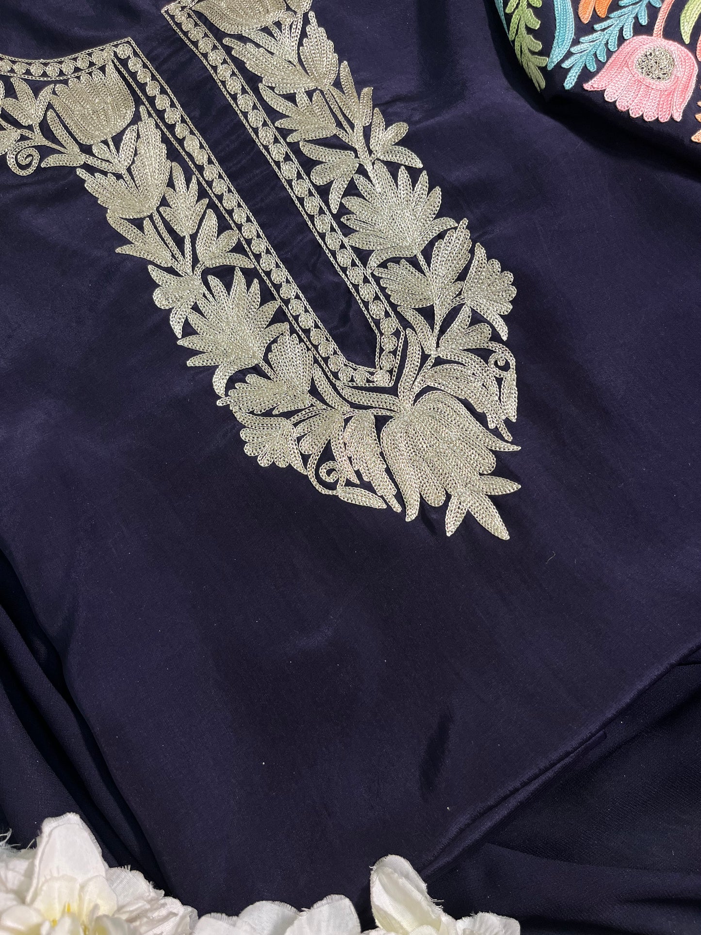 Kalaa’ Navy Crape Kashmiri Suit