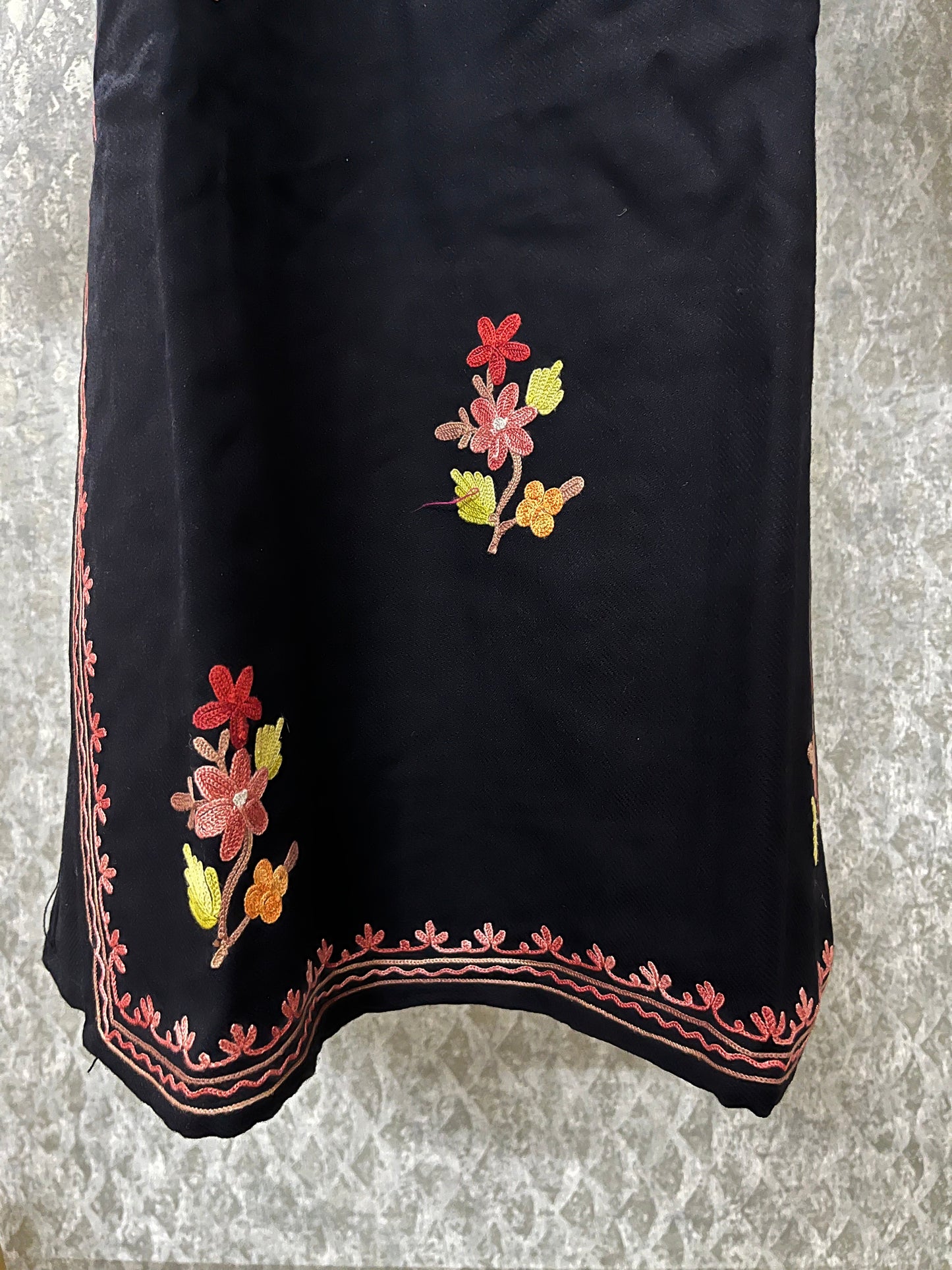 Black Woollen Kashmiri Co-Ord Set ( Size 36)