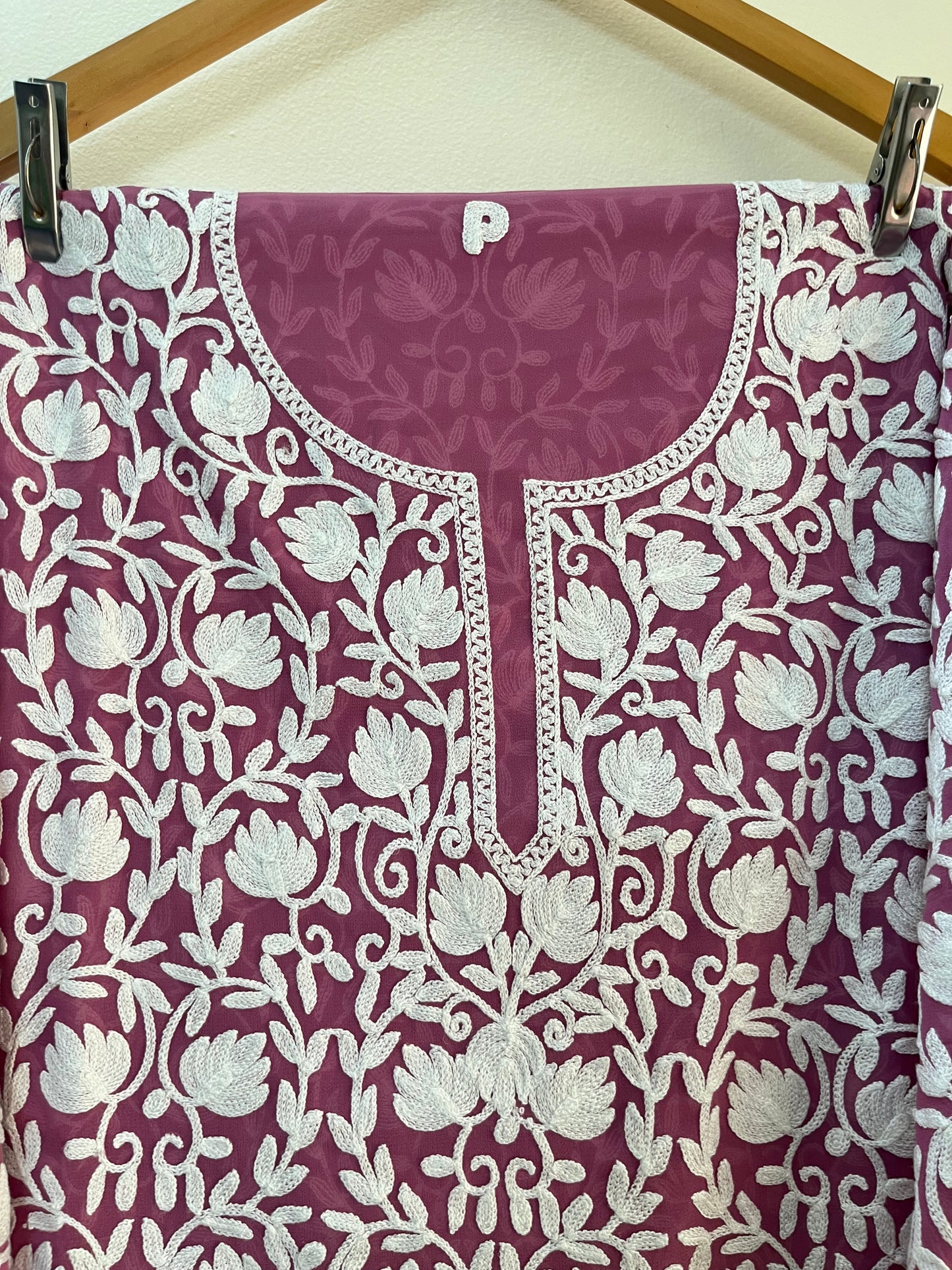 Georgette Front Back Jaal Kashmiri  Semi Stitched Kurta