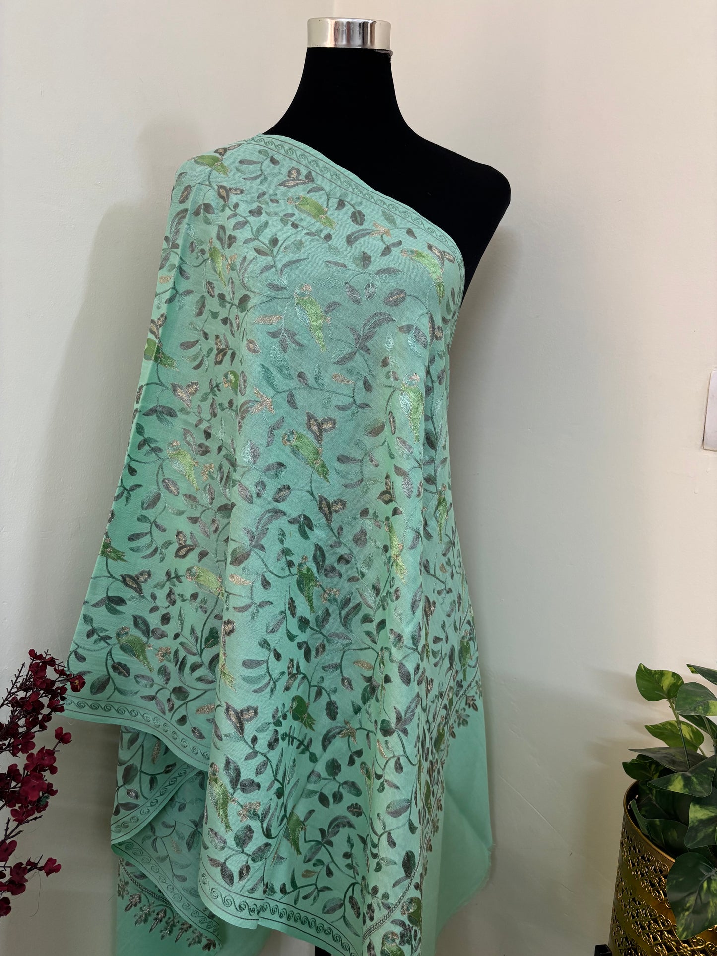 Green Pancchi Kashmiri Stole