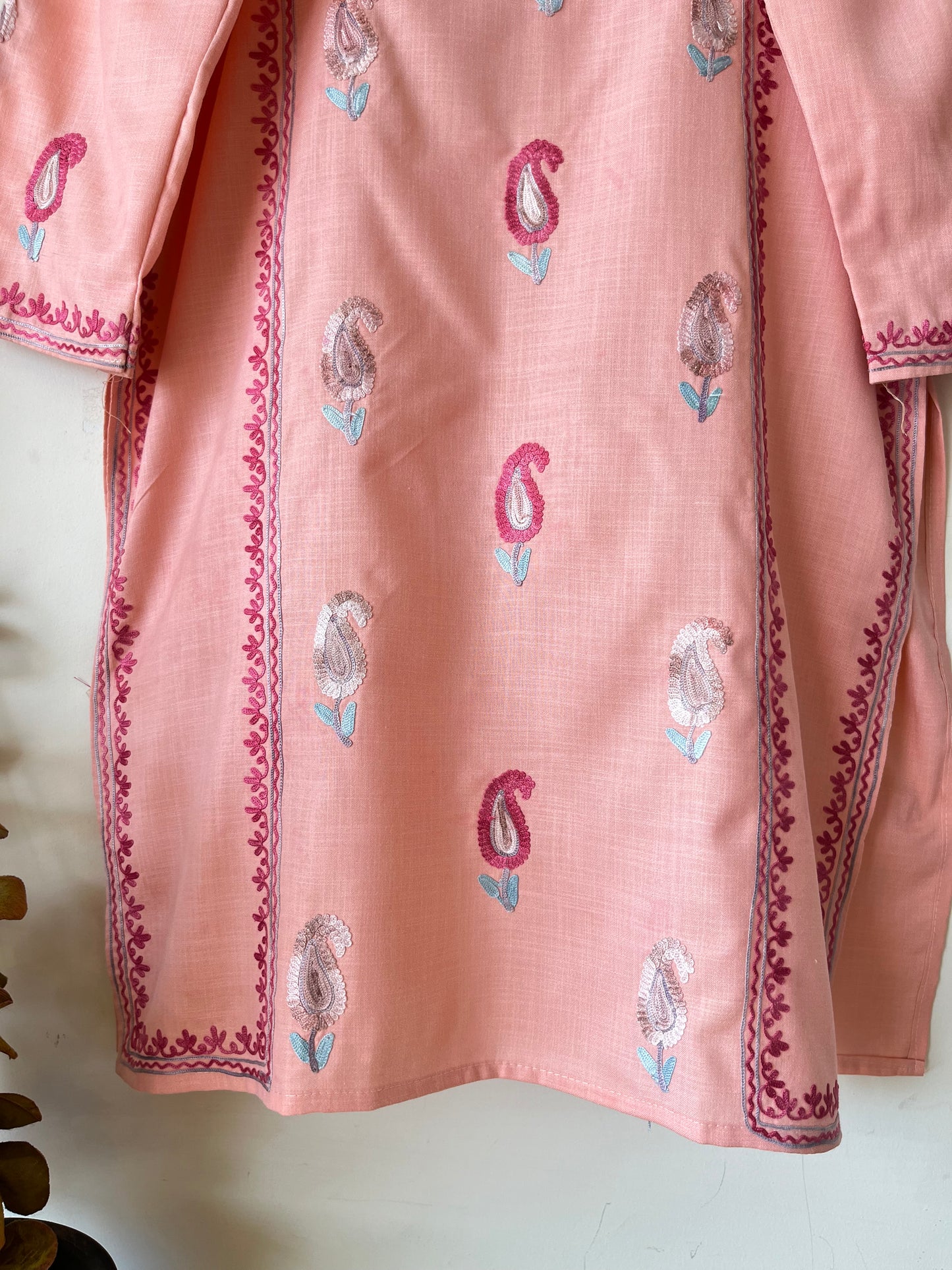 Pastel Pink Cotton Stitched Co-ord Set (XXL)