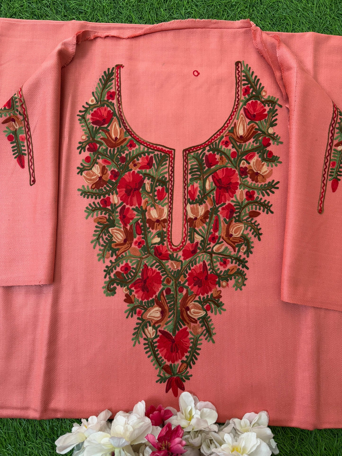 Rose Pink Woollen Aari Embroidered 3pc suit