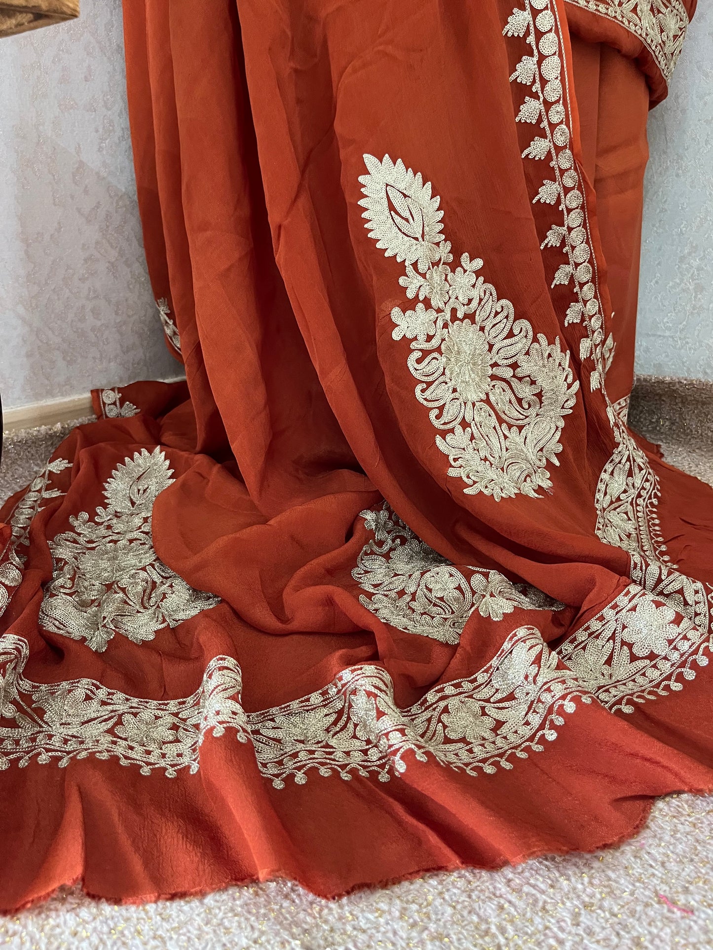 Rust Sanam Silk Kashmiri Suit