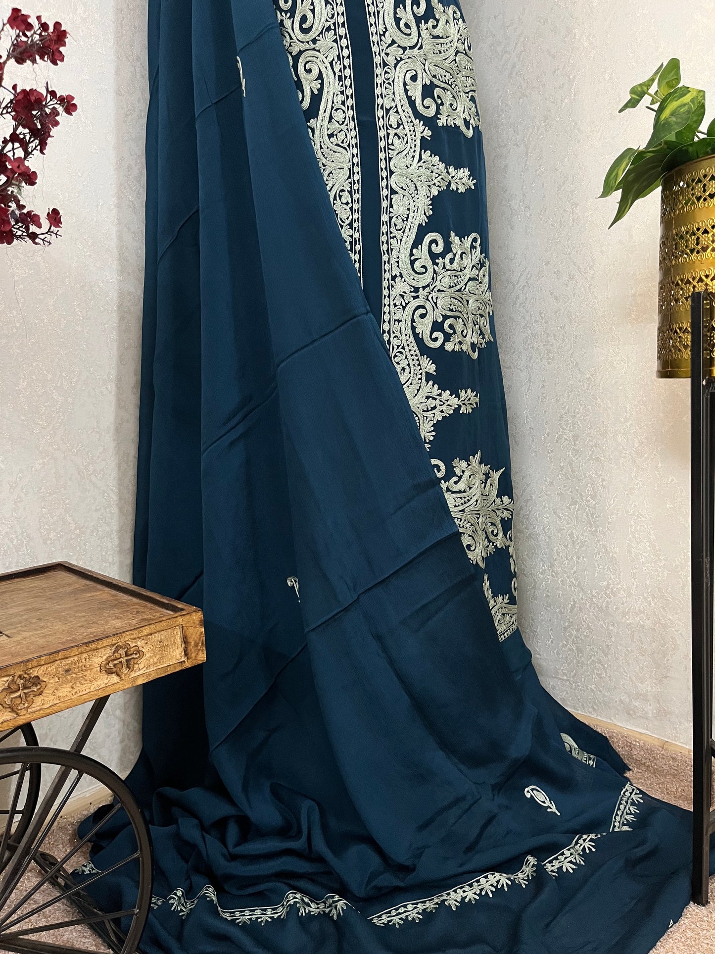 Blue Kalaa’ Crape Jacket Style Kashmiri Suit
