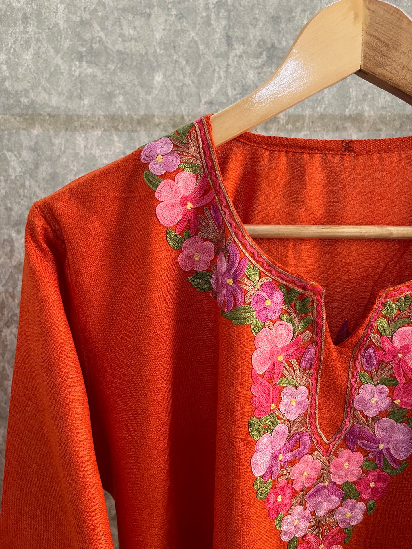 Orange Cotton Stitched Co-ord Set (44)