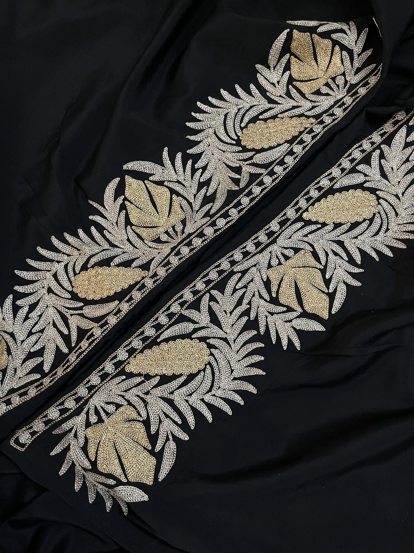 Black Crape Kashmiri Saree