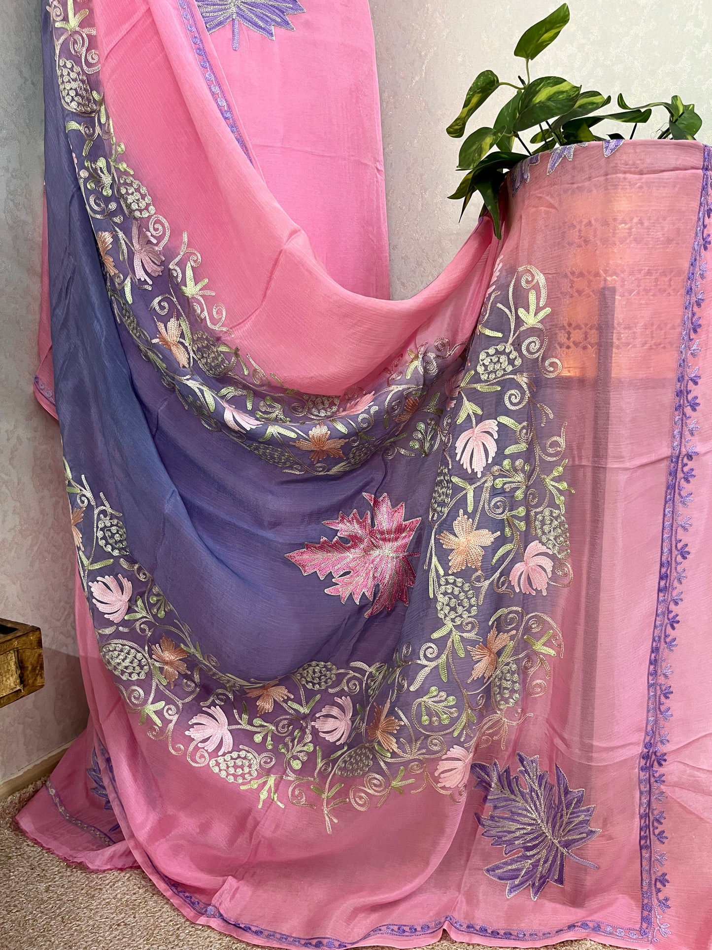 Pink Opada Silk Kashmiri Suits