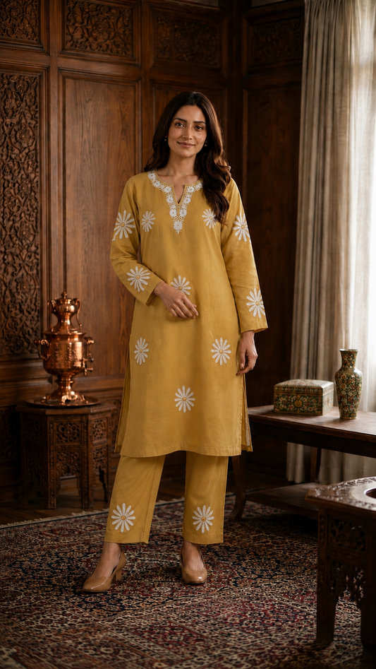 Soft Yellow Cotton Cord Set Size(42)