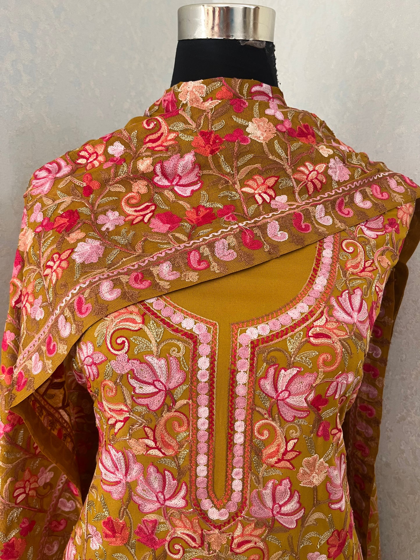 Golden Yellow Cotton Kashmiri Suit