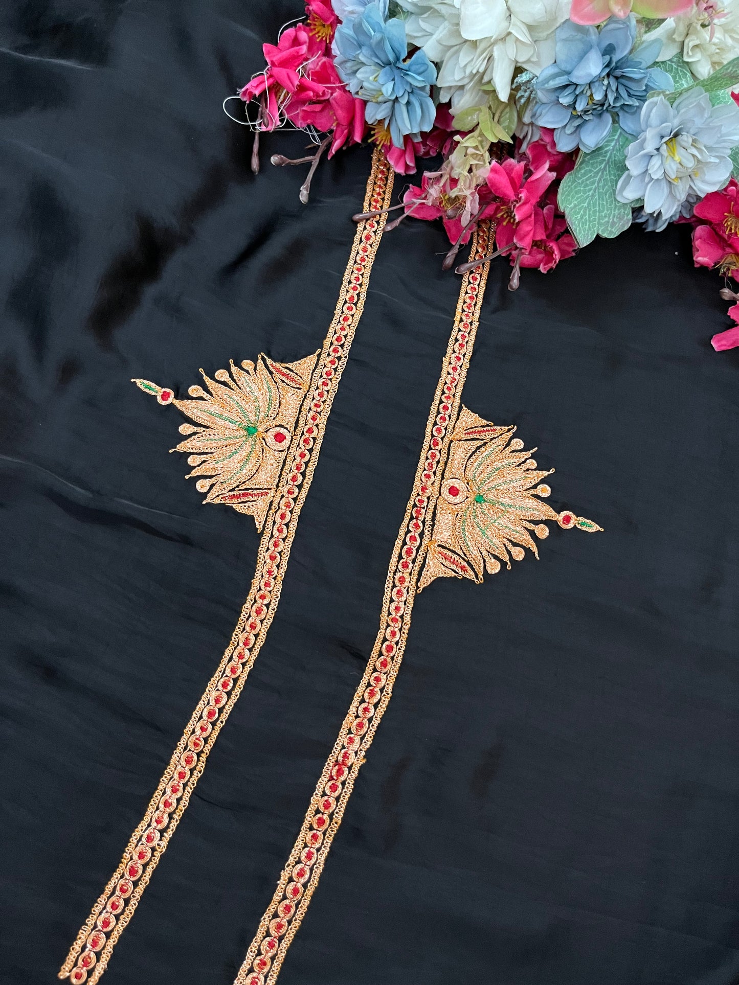 Black Silk Puff Tilla Embroidered Suit