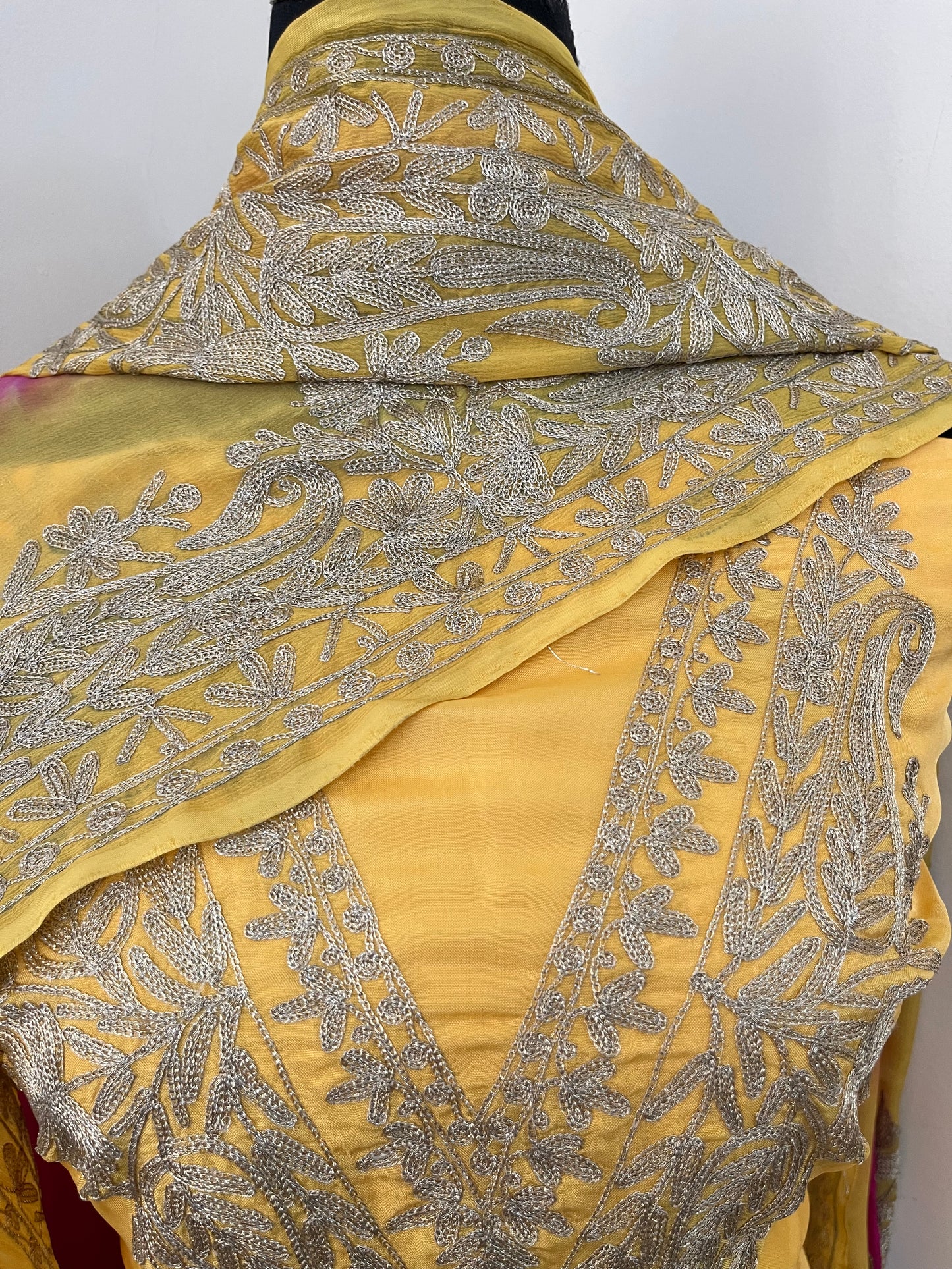 Gold Sanam Silk Kashmiri Suit