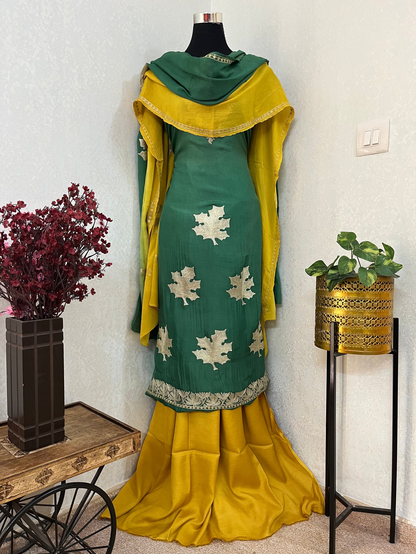 Pastel Green Sanam Silk Kashmiri Suit