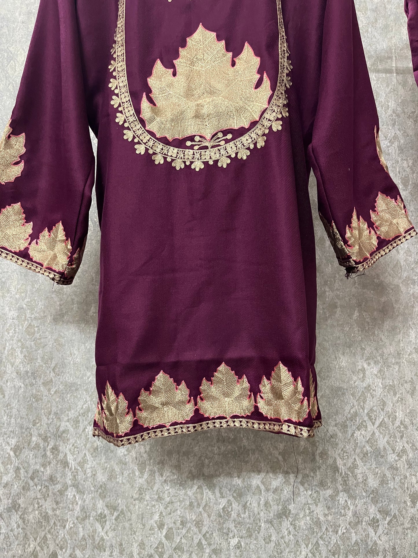 Wine Woollen Kashmiri Co-Ord Set ( Size 44)