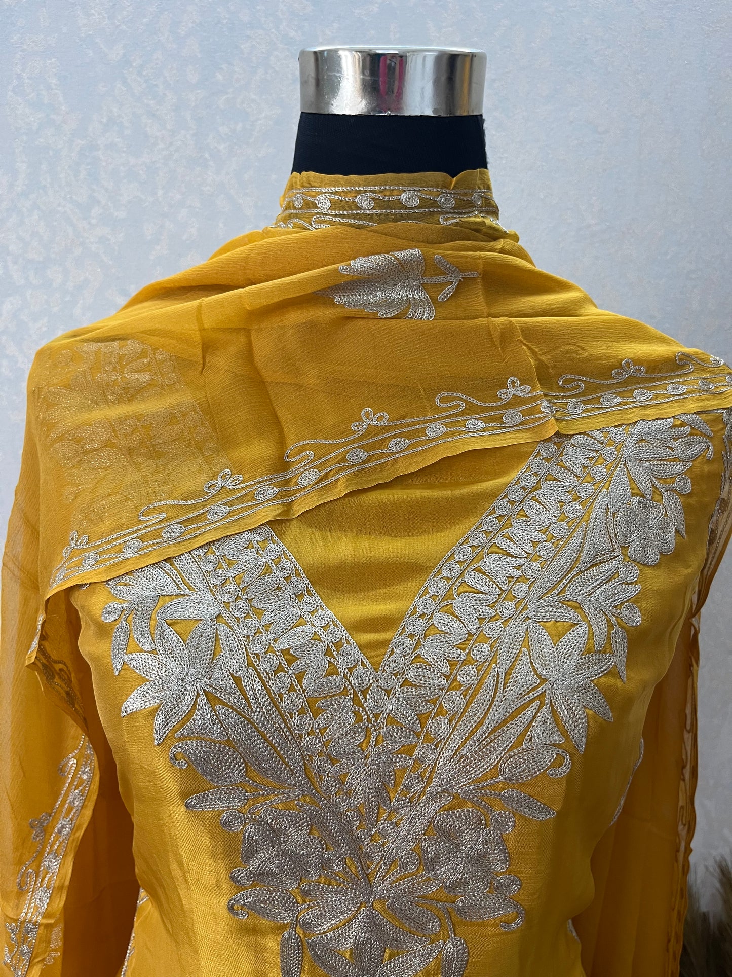 Yellow Sanam’ Tilla Kashmiri Silk Suit