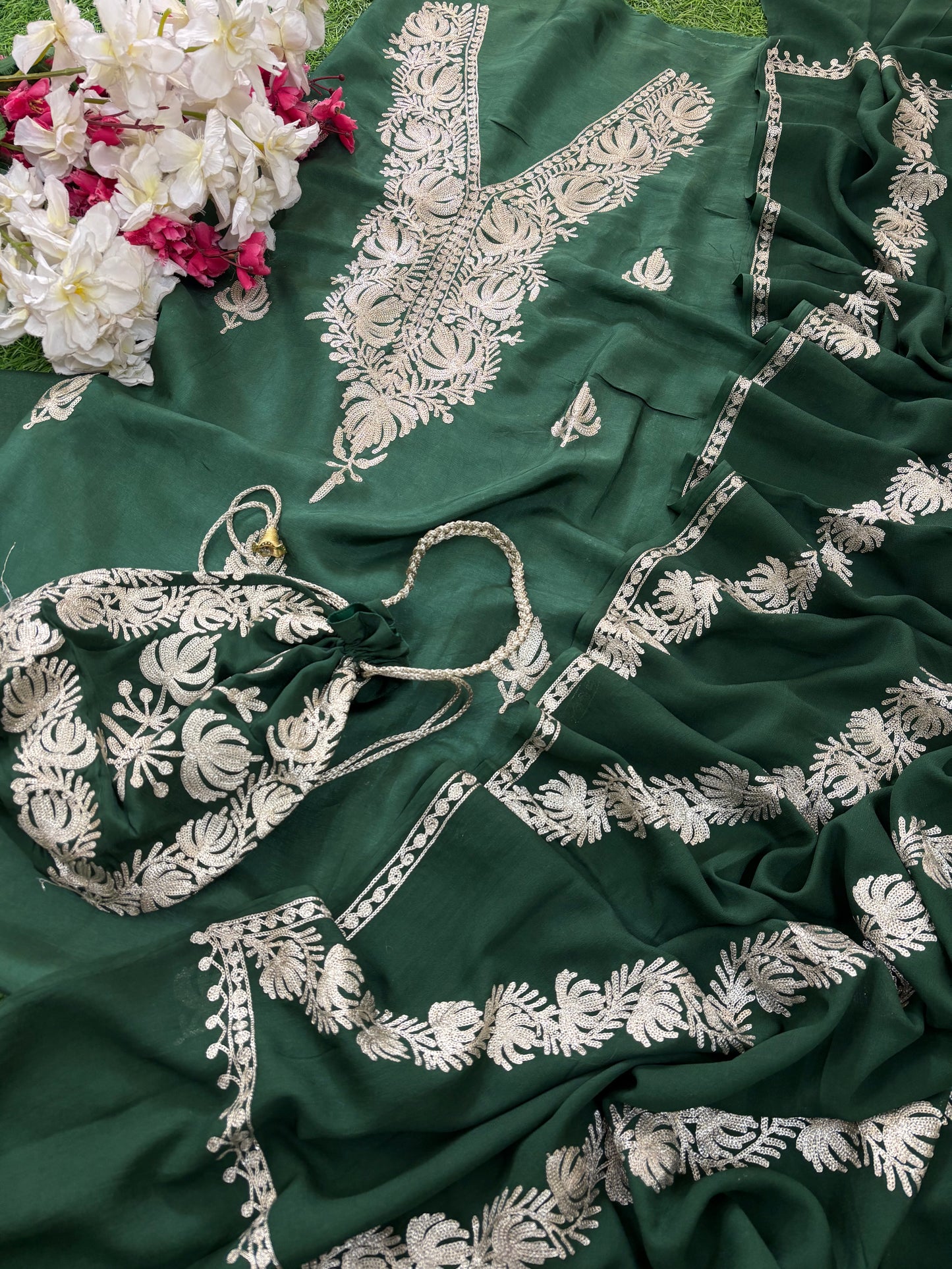 Sanam Silk Kashmiri Suit with Potli