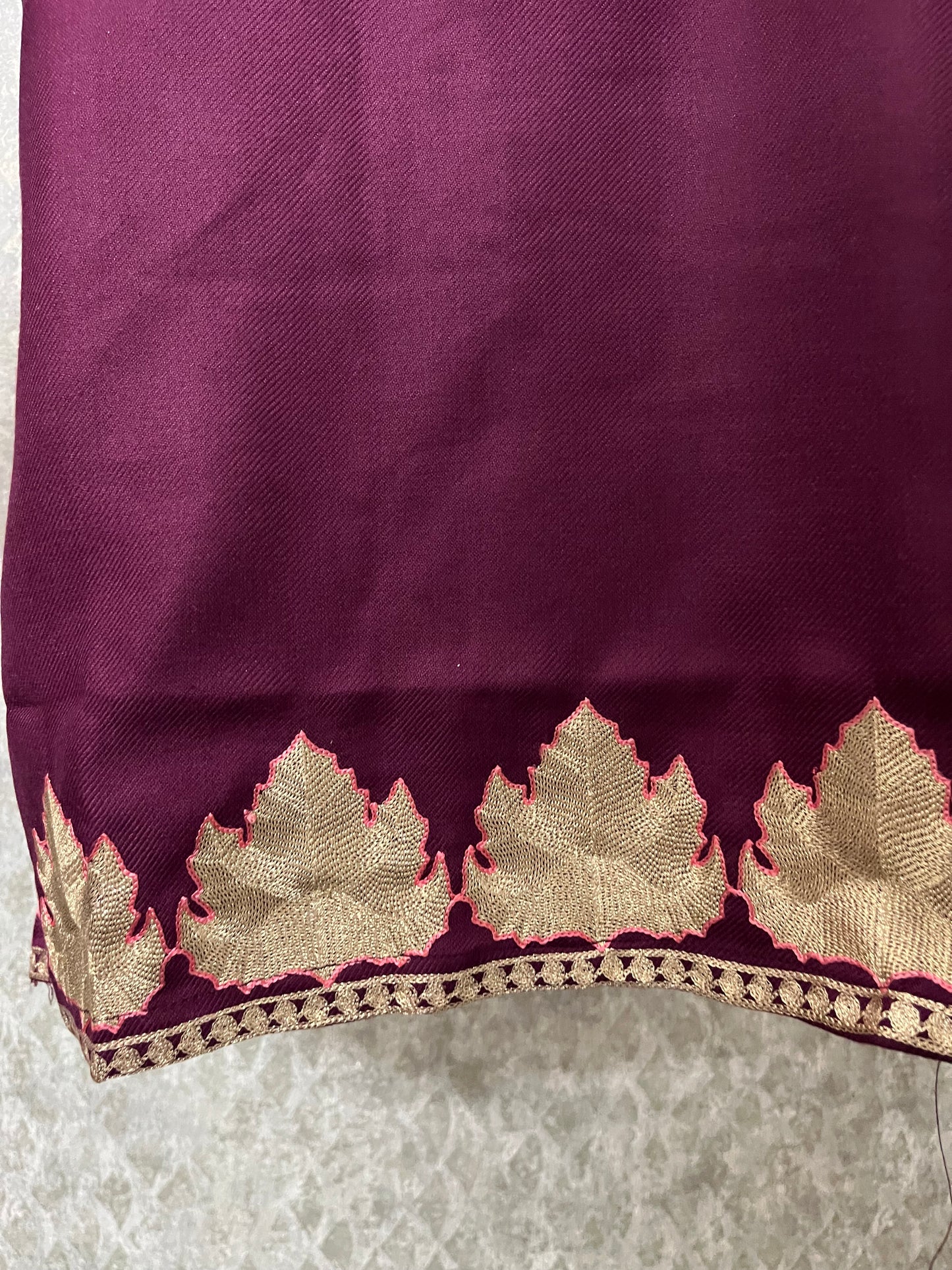 Wine Woollen Kashmiri Co-Ord Set ( Size 44)