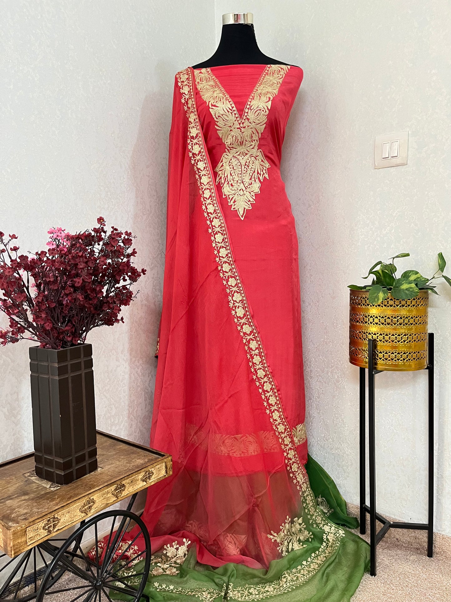 Sanam Electric Blue Silk Kashmiri Suit