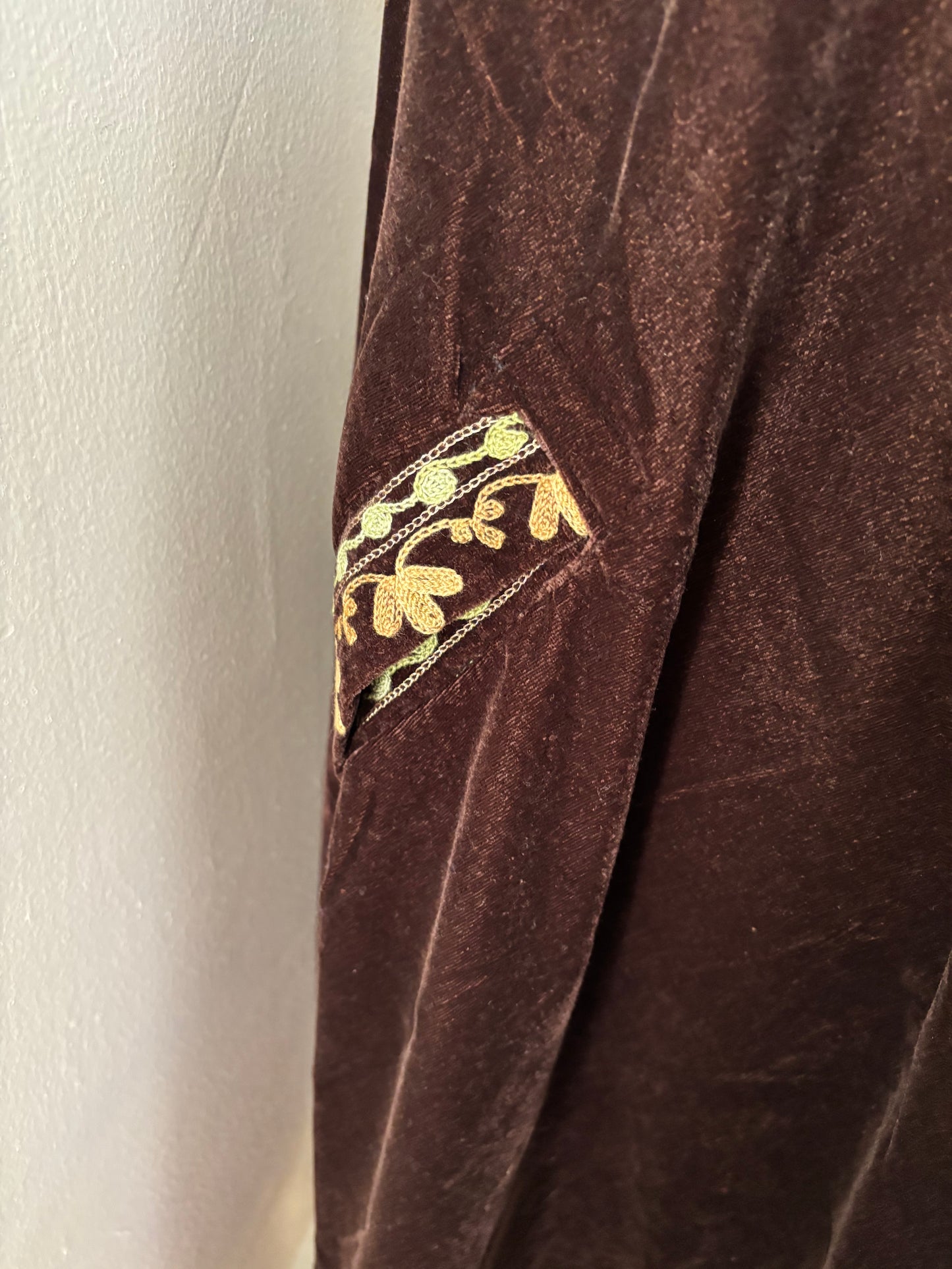 Brown Aari Embroidered Velvet Cape