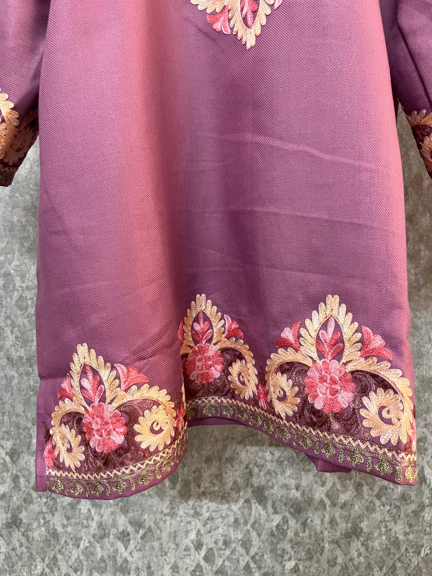 Mauve Woollen Kashmiri Co-Ord Set ( Size 40)