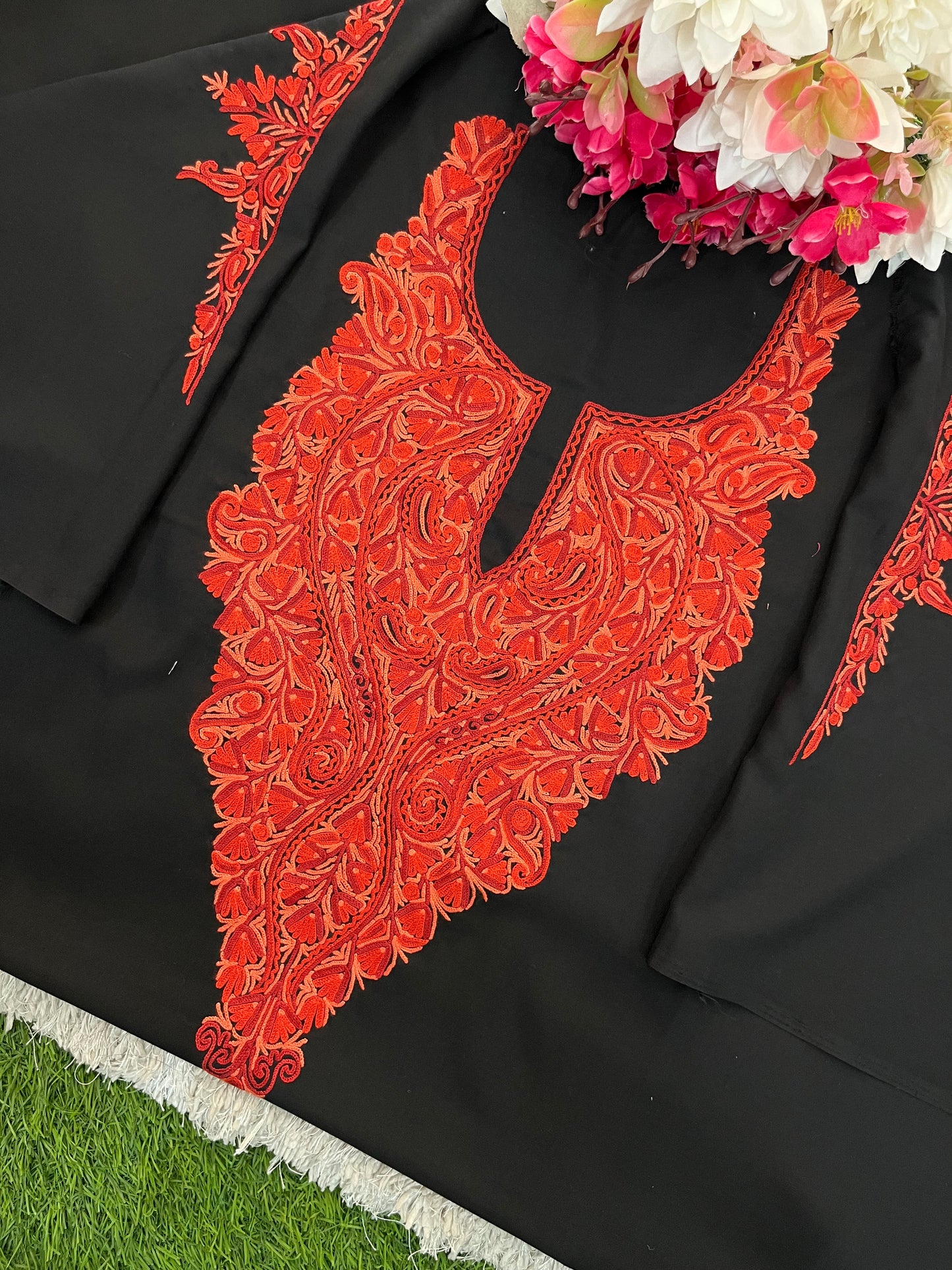 Black  Cotton Cord Set (Hand Embroidered)