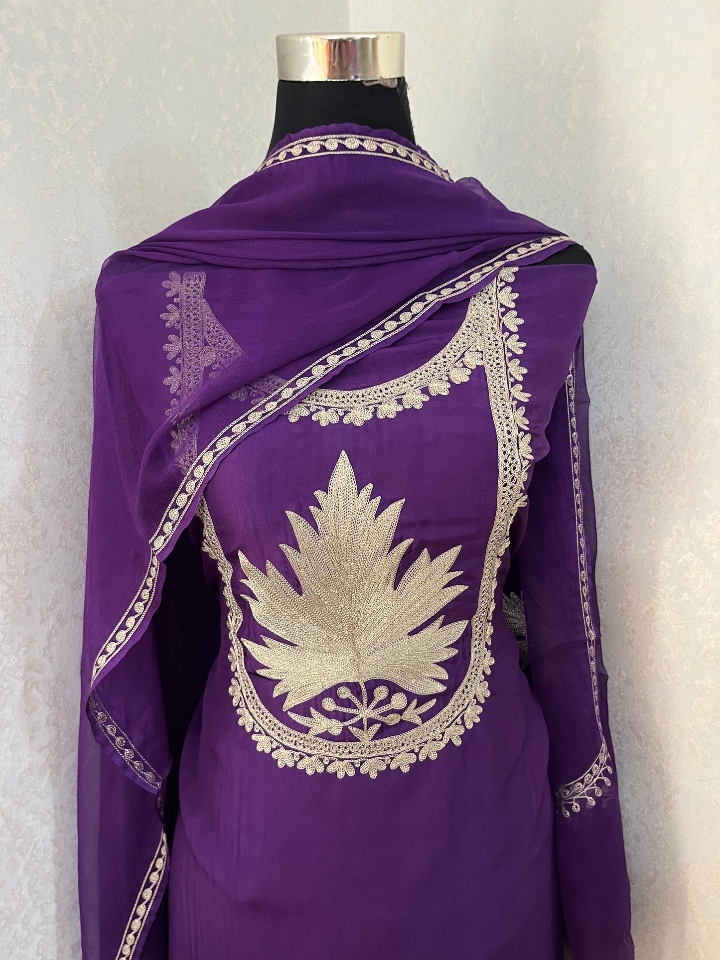 Dark purple Sanam Tilla Embroidered Suit material