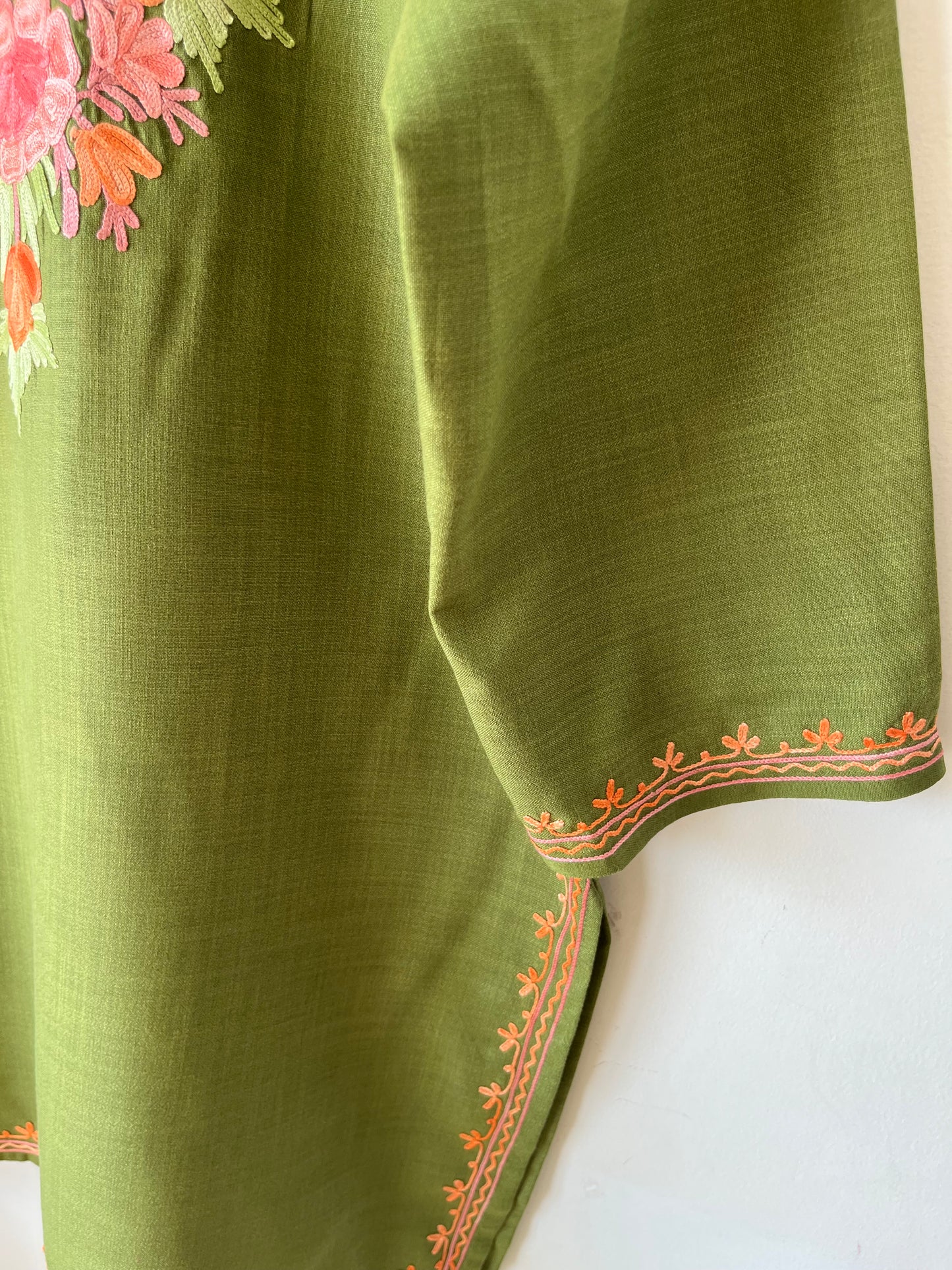 Green Cotton Aari Work Kurti